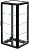 Tempered Glass Counter Top Display Showcase for Collectibles Office Retail Display Safe Storage,4-Shelf Clear Standard Aluminum Framing with Sliding Glass Door and Lock-Display Cabinet-Black