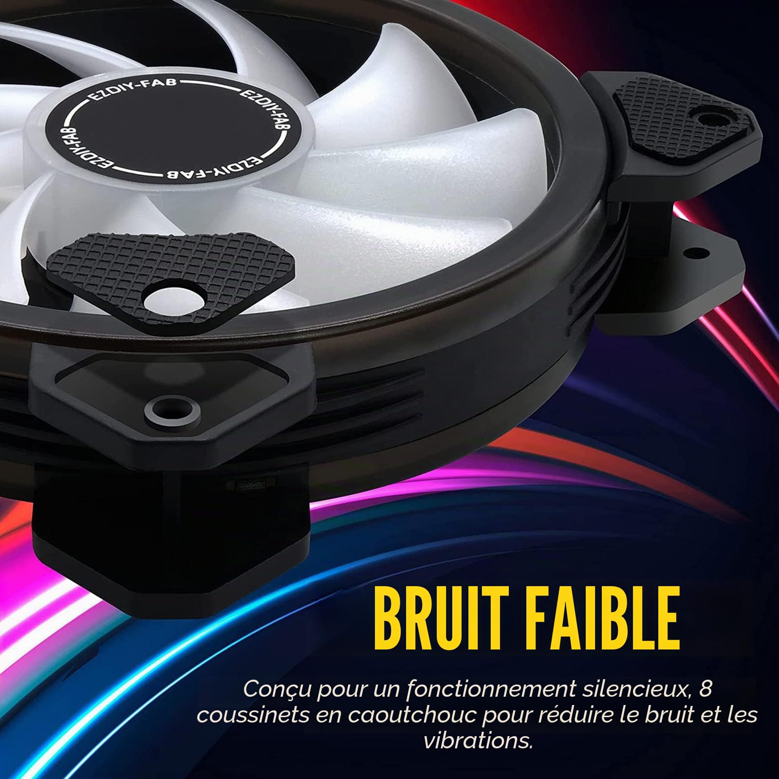 ELLENNE 6 ventilateurs blancs LED ARGB colorés PC Case 120 mm FAN WHITE HUB LED RGB avec télécommande Aura SYNC 3 broches SILENCIEUX FLUSSE D'AIR ÉLEVÉ POUR REFROIDISSEMENT DESKTOP