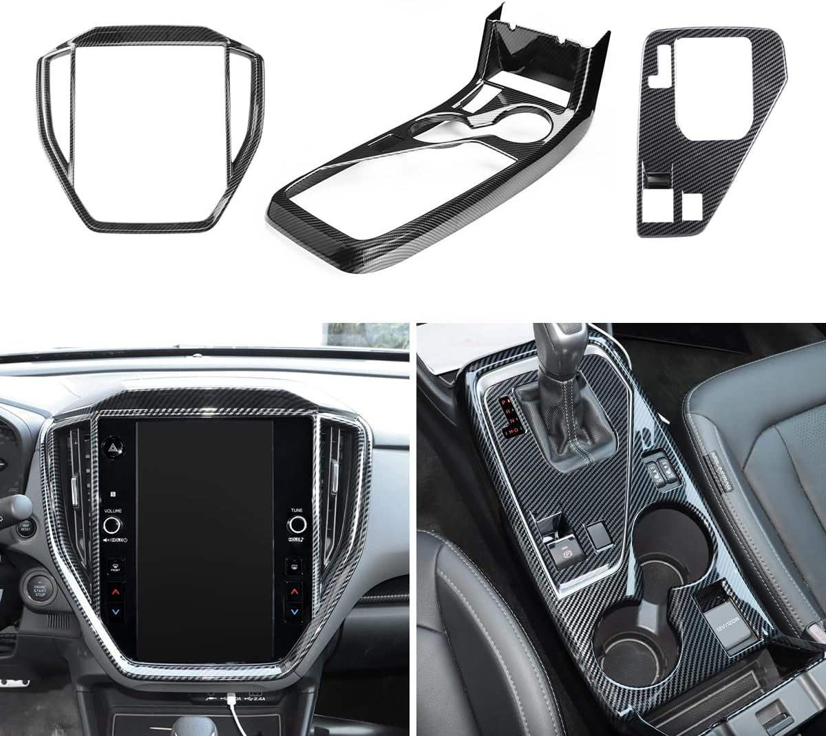 INTGET Gear Panel Cover for 2024 2025 Subaru Crosstrek/Subaru Impreza Accessories Carbon Fiber Center Console Gear Shift Panel Cover for 2025 Crosstrek Wilderness (Big Gear Panel Cover)