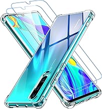Ruayia Case for Huawei P30 with 2 Pieces Screen Protector, Mobile Phone Case Thin Transparent Silicone Soft Huawei P30 Case Shockproof Bumper Non-Slip Protective Case – Transparent