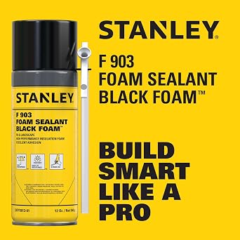 Stanley F903 Black Spray Foam Sealant (2x12oz) Waterproof Expanding Polyurethane Foam for RV, Pond, Waterfall, Landscape & Automotive Applications UV Resistant, Gap Filler Foam | 2 Pack