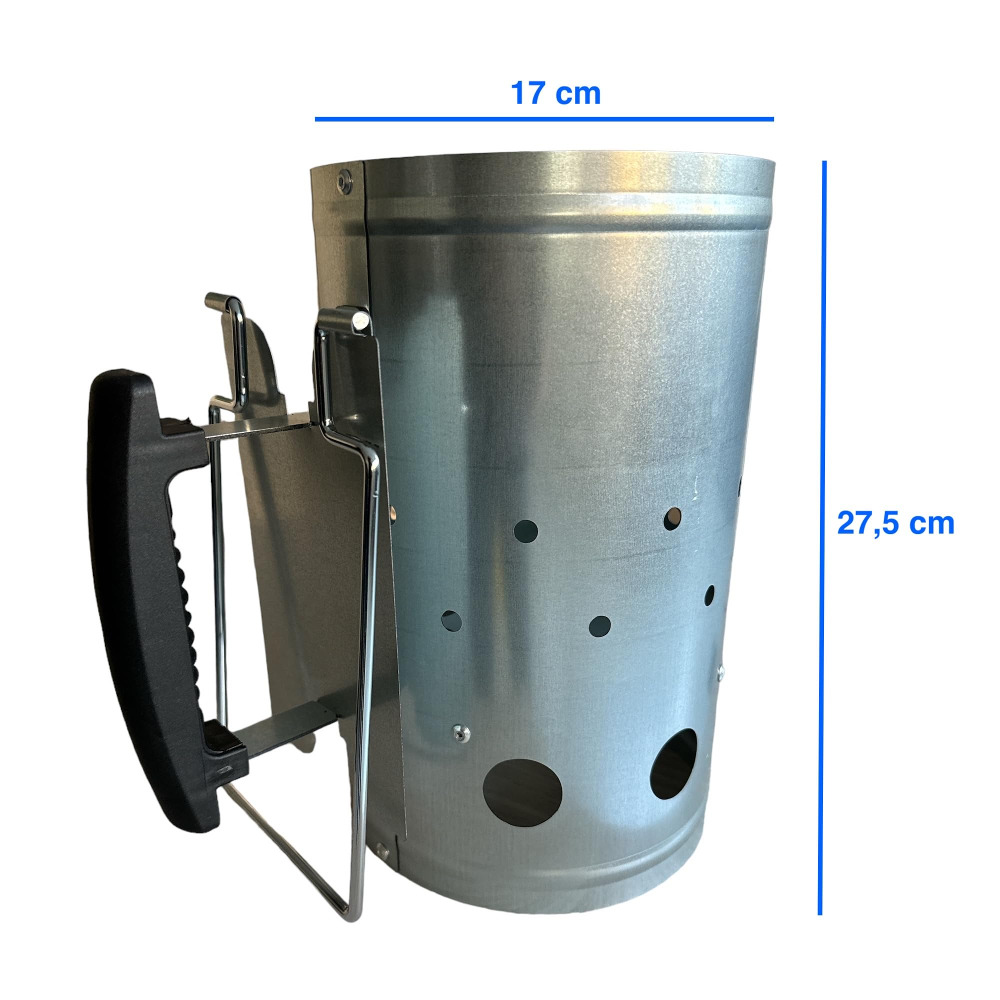 eacommerce - Accendifuoco per Barbecue in Zincato | Facile Uso per Carbonella | Doppia Maniglia per Sversamento Sicuro | 17x27,5 cm, Zincato