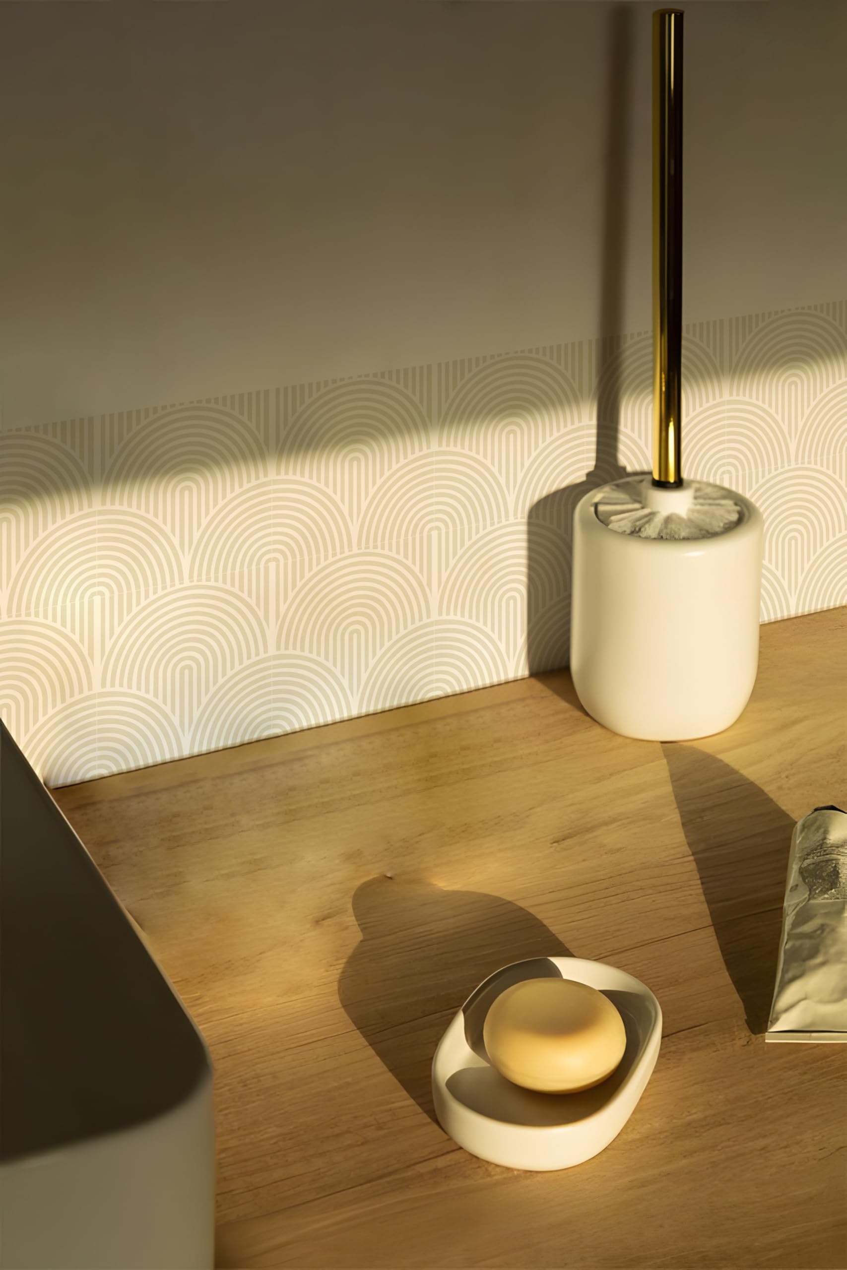 Piastrelle Adesive Cucina Semicerchio Righe Beige Piastrelle Adesive Bagno Impermeabili Pavimento pvc Adesivo Decorazione Mattonelle Adesive Mobili Piastrelle Adesive 30 Pezzi/20x20cm