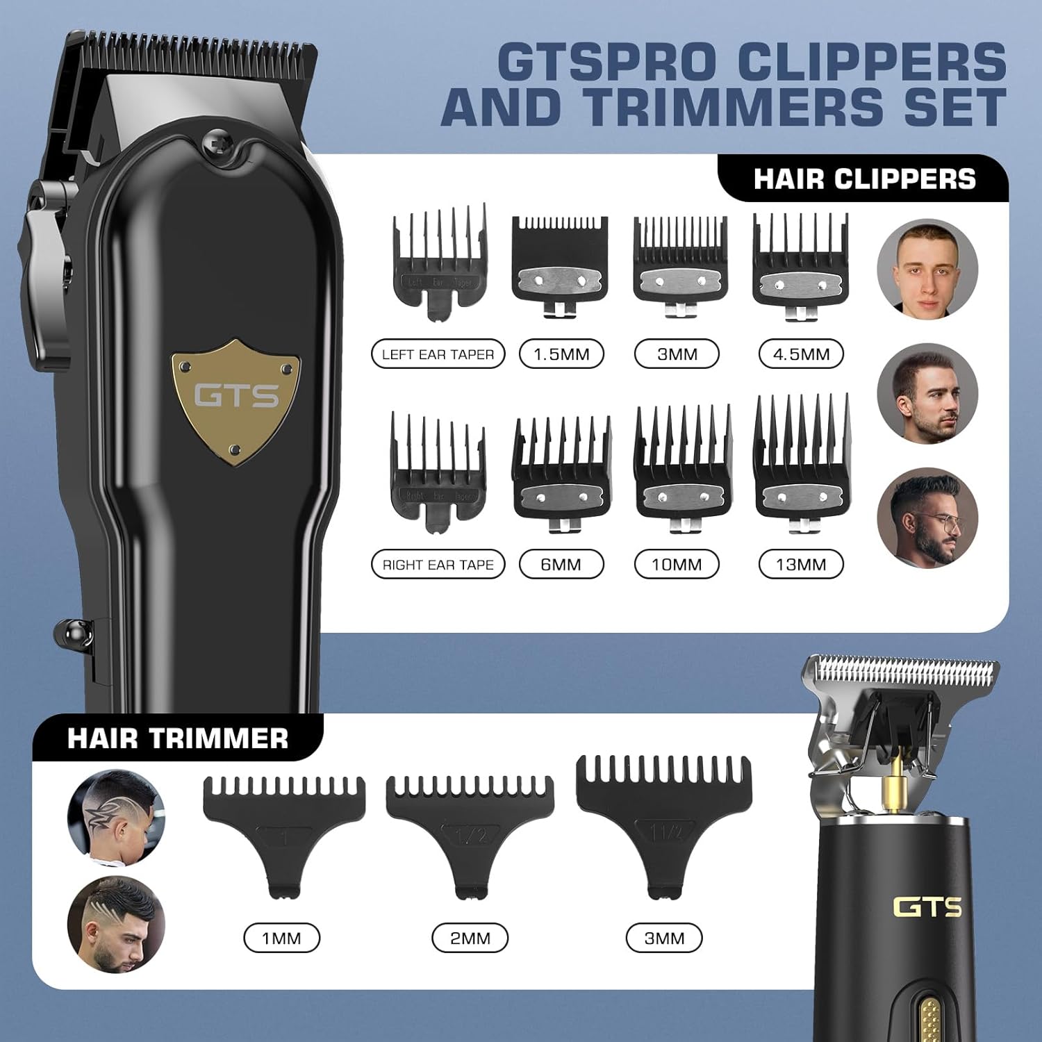 GTSPro Hair Clippers for Men, Clippers and Trimmers Set, Barber Clippers, Electric Hair Trimmer with Box, Gifts for Men Black - Image 6