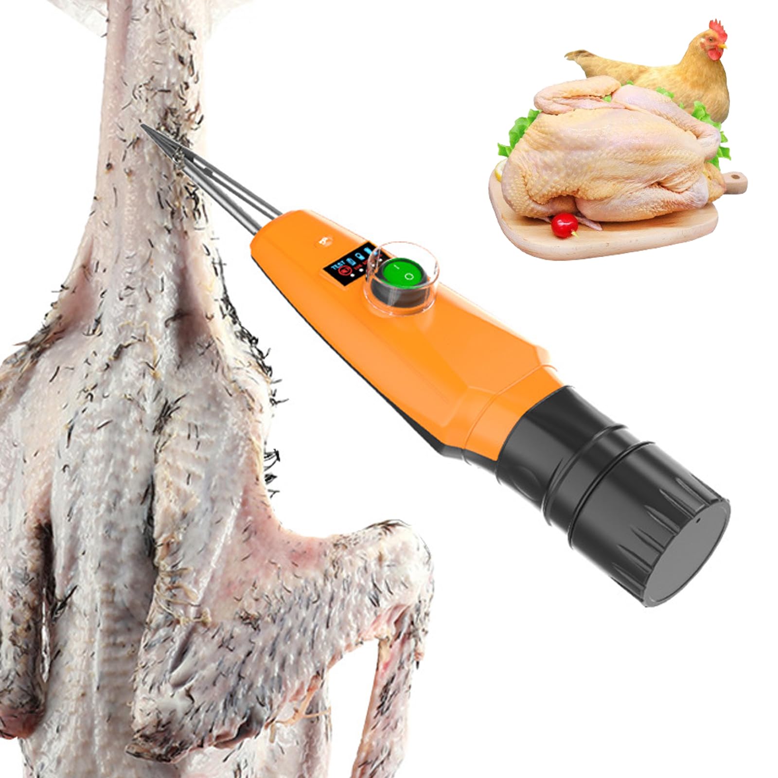 MRKU Handheld Chicken Feather Plucker,Portable Electric Poultry Feather Removal,with Stainless Steel Detachable Conehead,13000 RPM Double Copper Motor