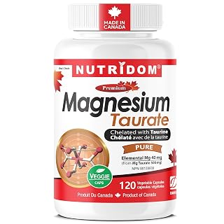 Nutridom Magnesium Taurate 500mg | 40mg Elemental Magnesium per Capsule | 120 Vegan Capsules | Chelated with Taurine | Electrolyte, Muscle & Heart Support | Non-GMO, Gluten-Free - Amazon product rated Grade A