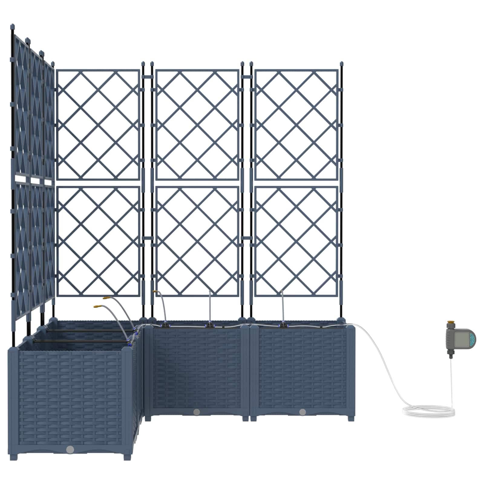 vidaXL Doniczka ogrodowa 3 pcs Szary 120 x 40 x 142 cm, Ogród i taras, nowoczesna doniczka samonawadniająca, trwały pojemnik na rośliny patio