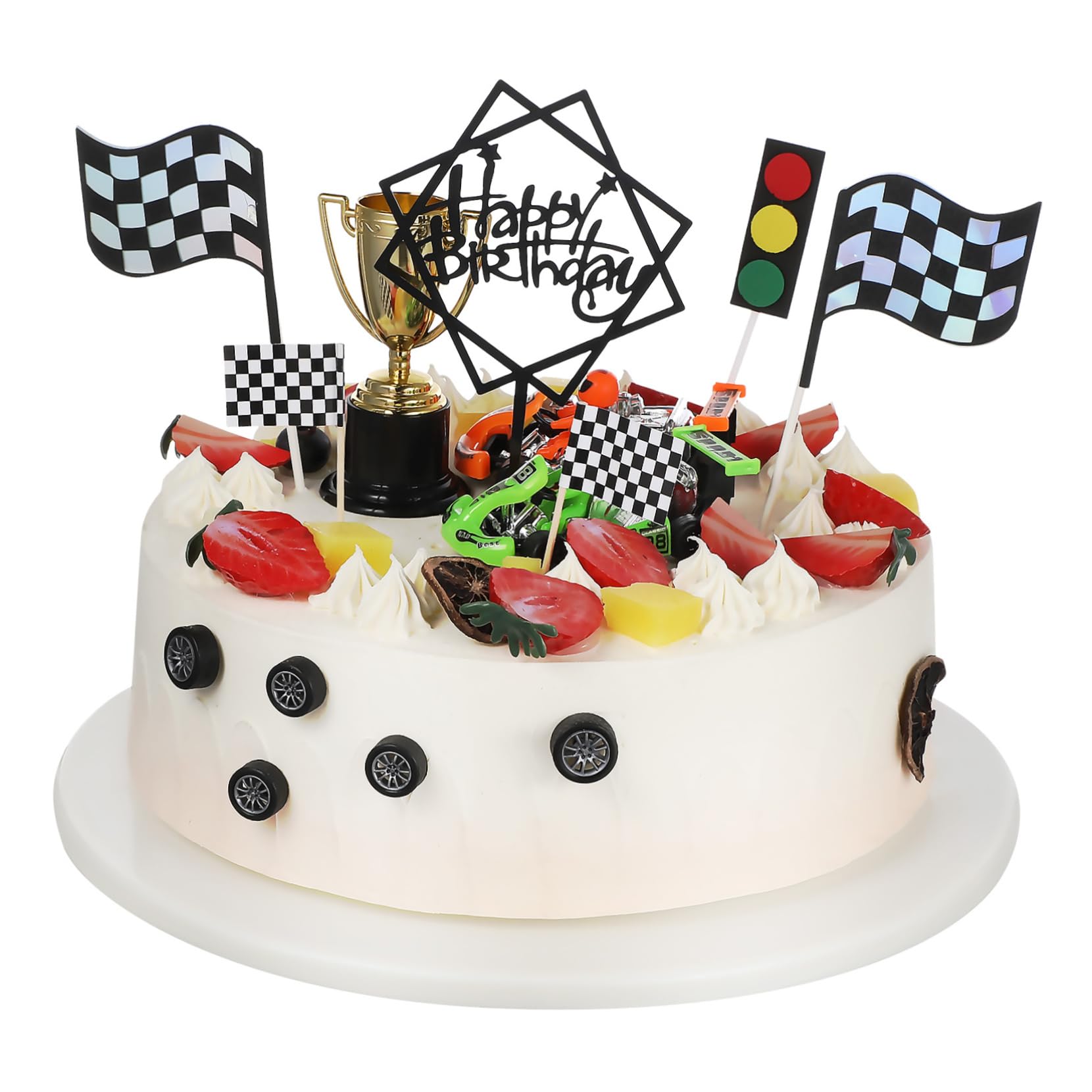 BESTonZON 23pezzi Decorazioni Per Torte Di Compleanno Auto Da Corsa Da Toppers Per Cupcake e Torte Per Feste Di Compleanno Per Ragazzo Ragazza e Shower