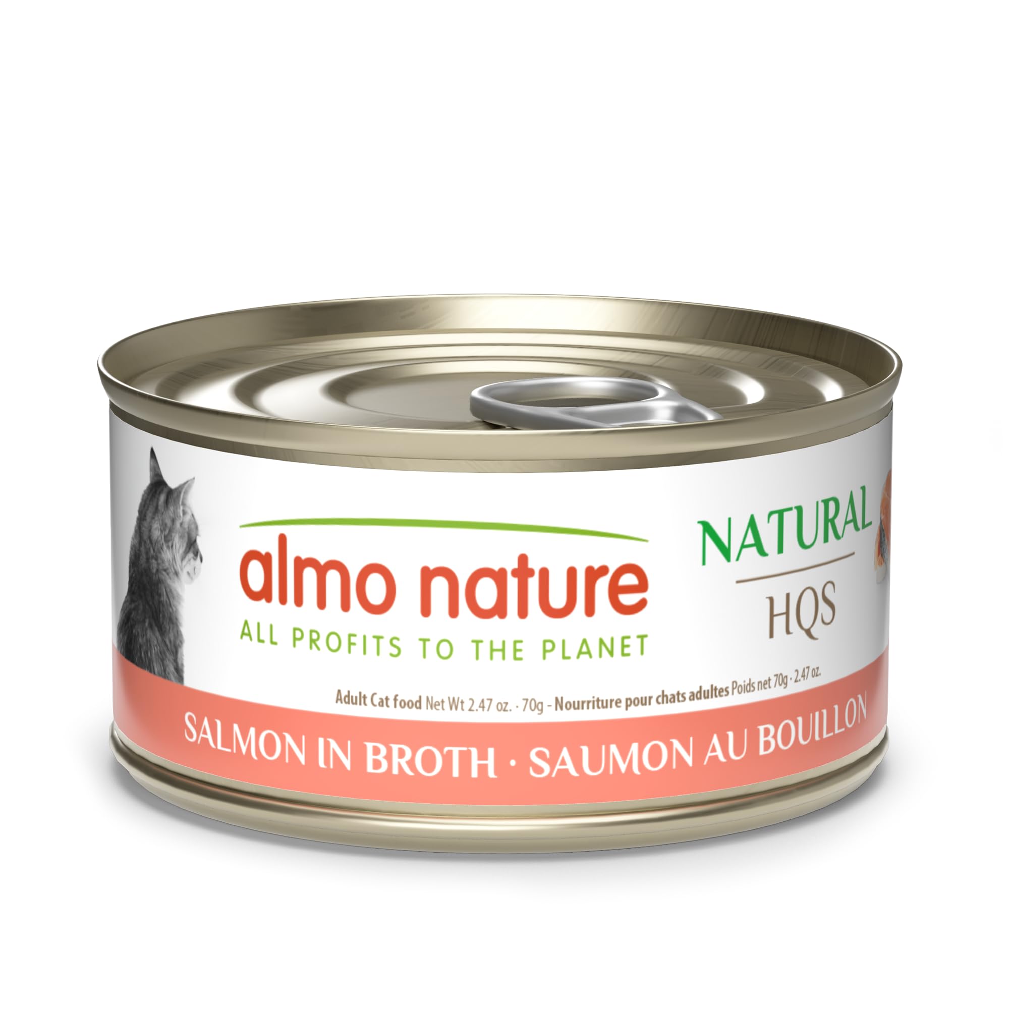 almo natureHQS Natural Wet Cat Food Salmon in Broth, Grain-Free, 2.47 oz (Pack of 24)