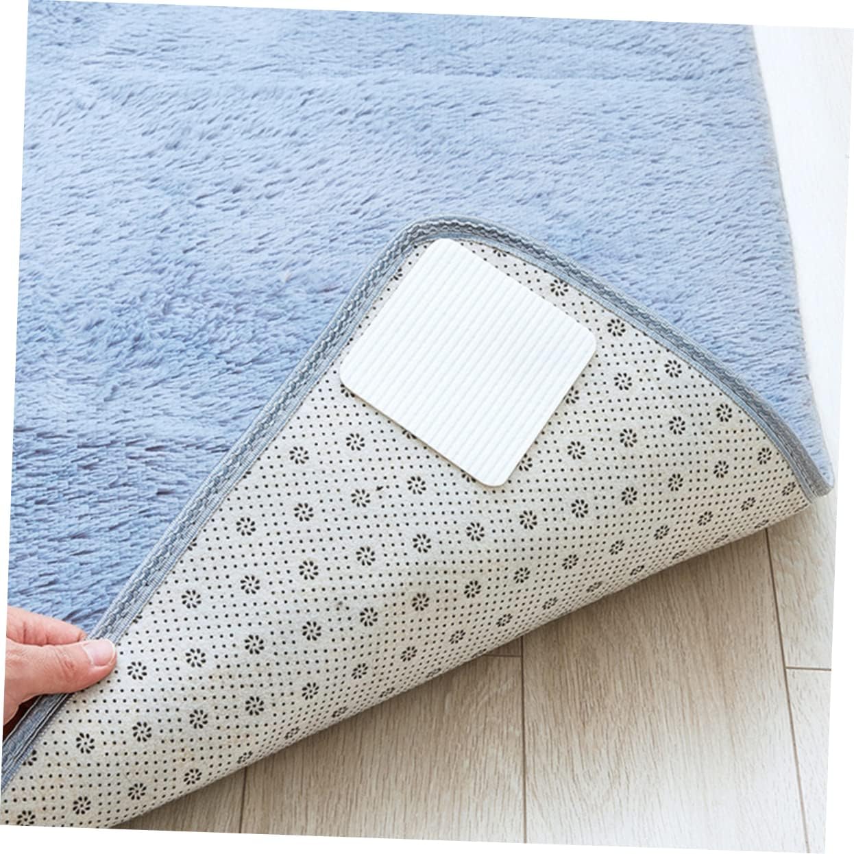 8pcs Non- Carpet Stickers Reusable Fixing Stickers for Rug - Premium Non-Woven Cloth Washable -Curling Keeps Rugs Place for Safety