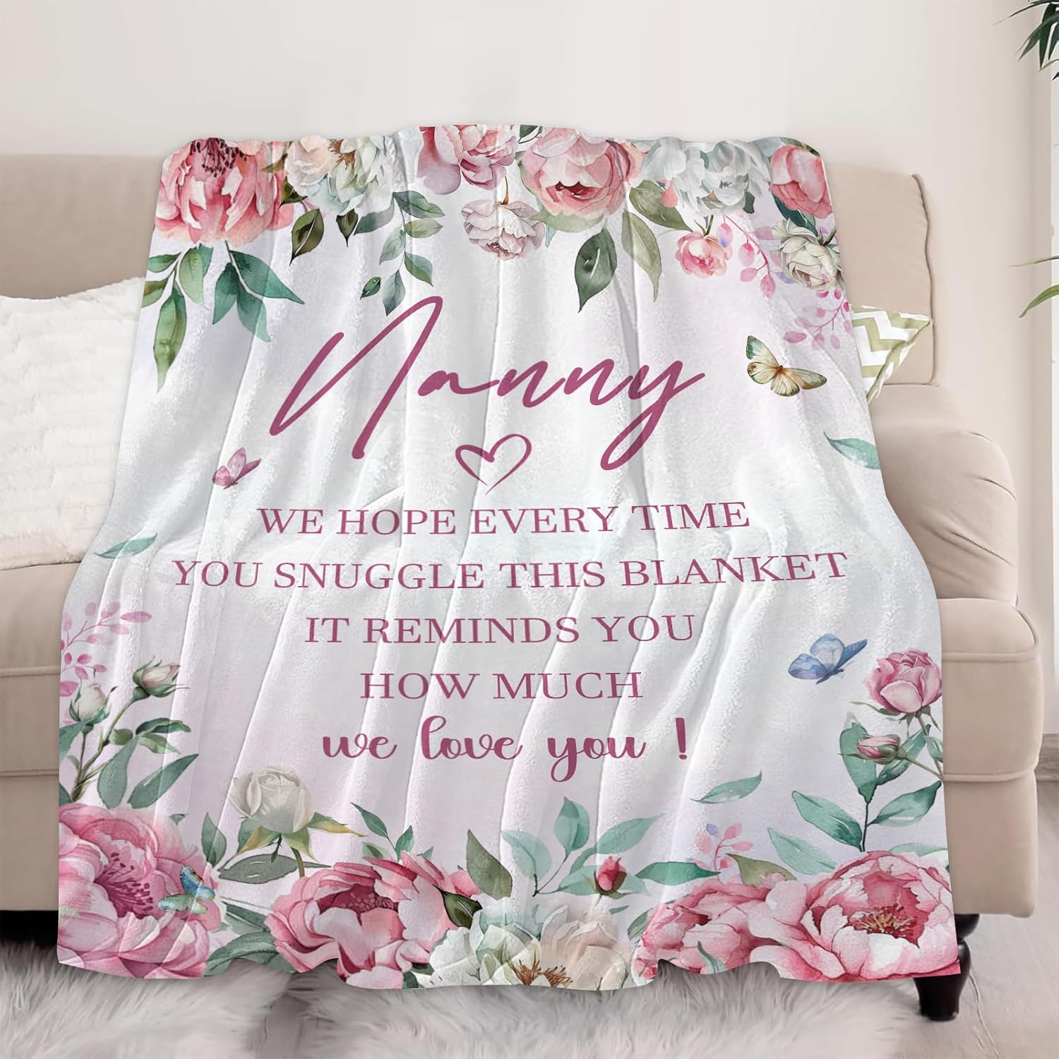 Nanny Gifts for Grandma, Nanny Birthday Gifts from Grandkids for Mothers Day Retirement Christmas Soft Flannel Throw Blanket 60"x50" - Image 5