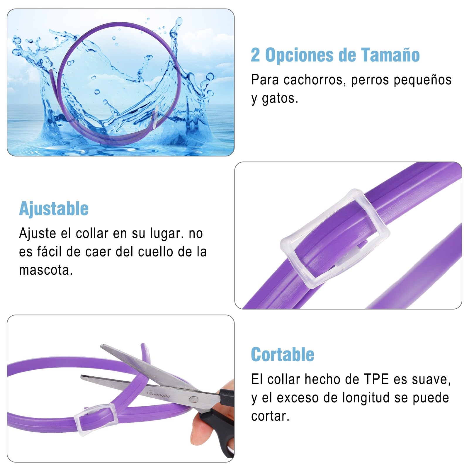 DEWEL Collares Antiparasitarios, Collares contra Pulgas y Garrapatas para Perros y Gatos, Collares Antipulgas Ajustable para Mascotas (Morado, 63.5 cm)