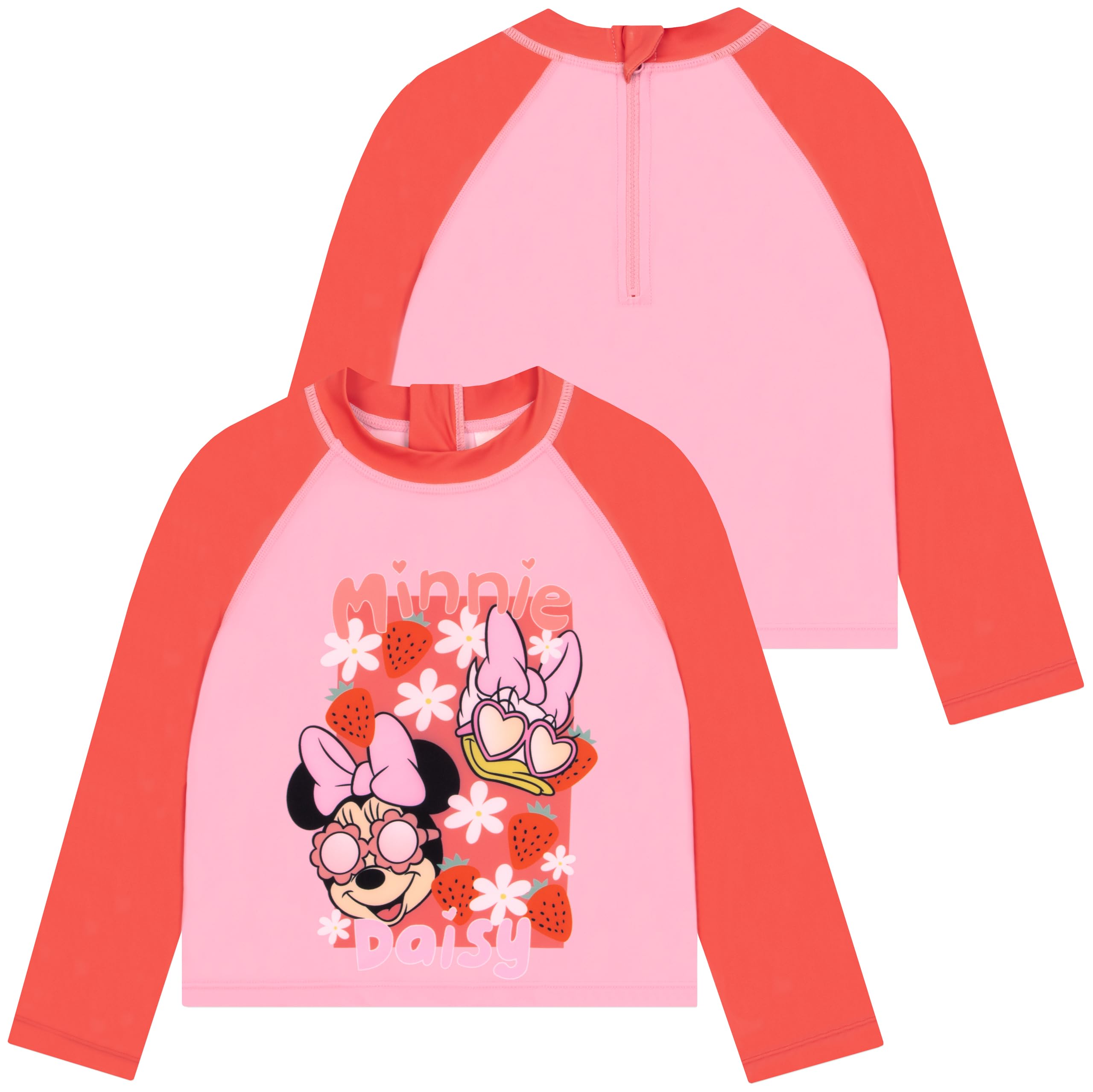 Disney Minnie Mouse Bañador Piscina Niña 2 Piezas, Bañador Natacion Niña Manga Larga, Traje De Baño Niños con Minnie & Daisy
