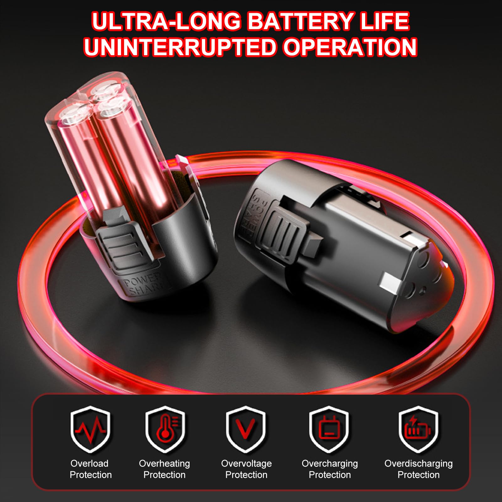 VOBOR 12V 3/8" Llave de Carraca Eléctrica 35N.m, con 2x4.5Ah Baterías y Carga Rápida, 320RPM Velocidad Variable, Llave de Trinquete Inalámbrica con 7 Enchufes