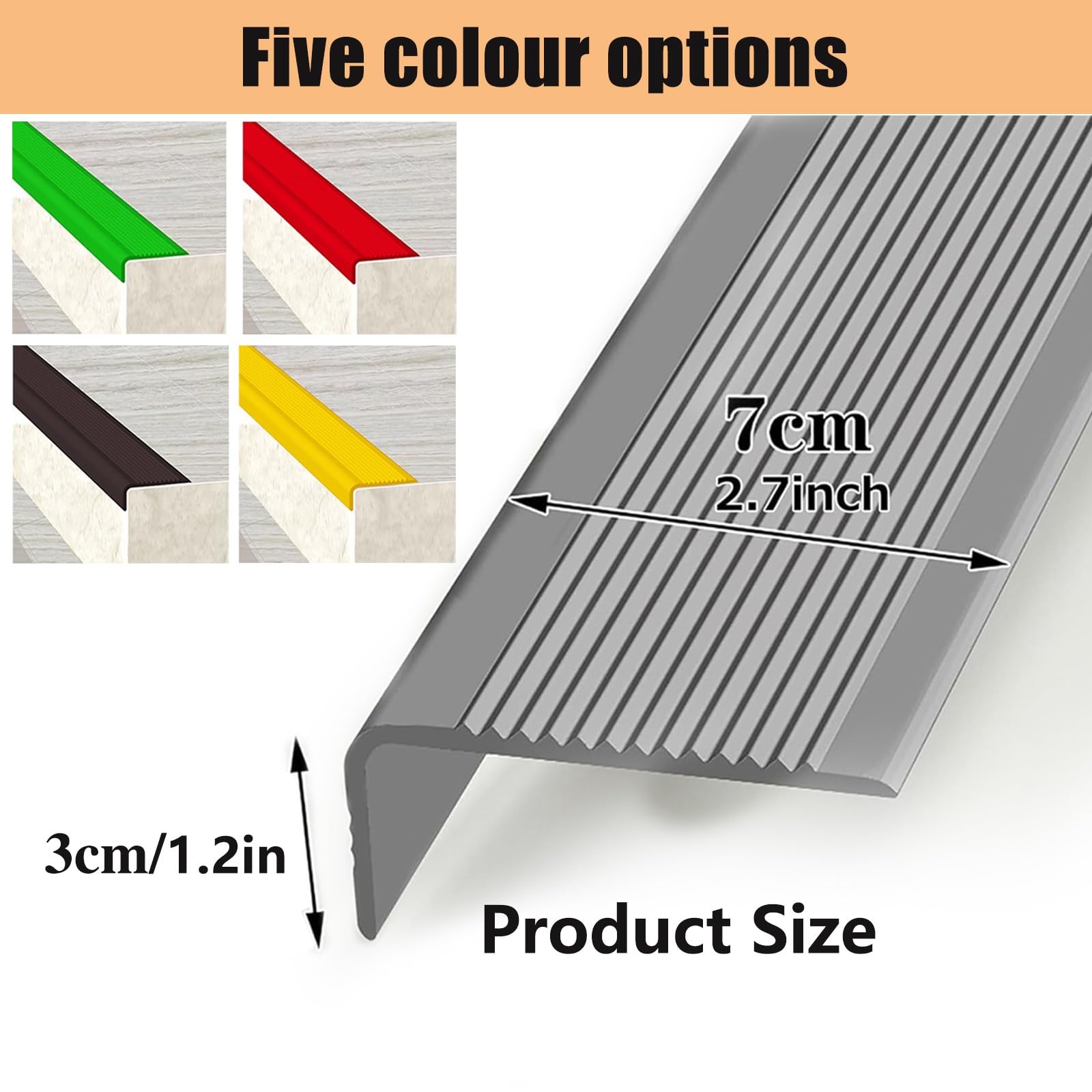 Tira De Vinilo Autoadhesiva Antideslizante Para Escaleras De 5 M, Borde De Escalera De Goma De PVC, Tira De Vinilo Autoadhesiva Para Bordes De Escalera De 2 M, Perfil De Borde De Escalera(Green,3m/118