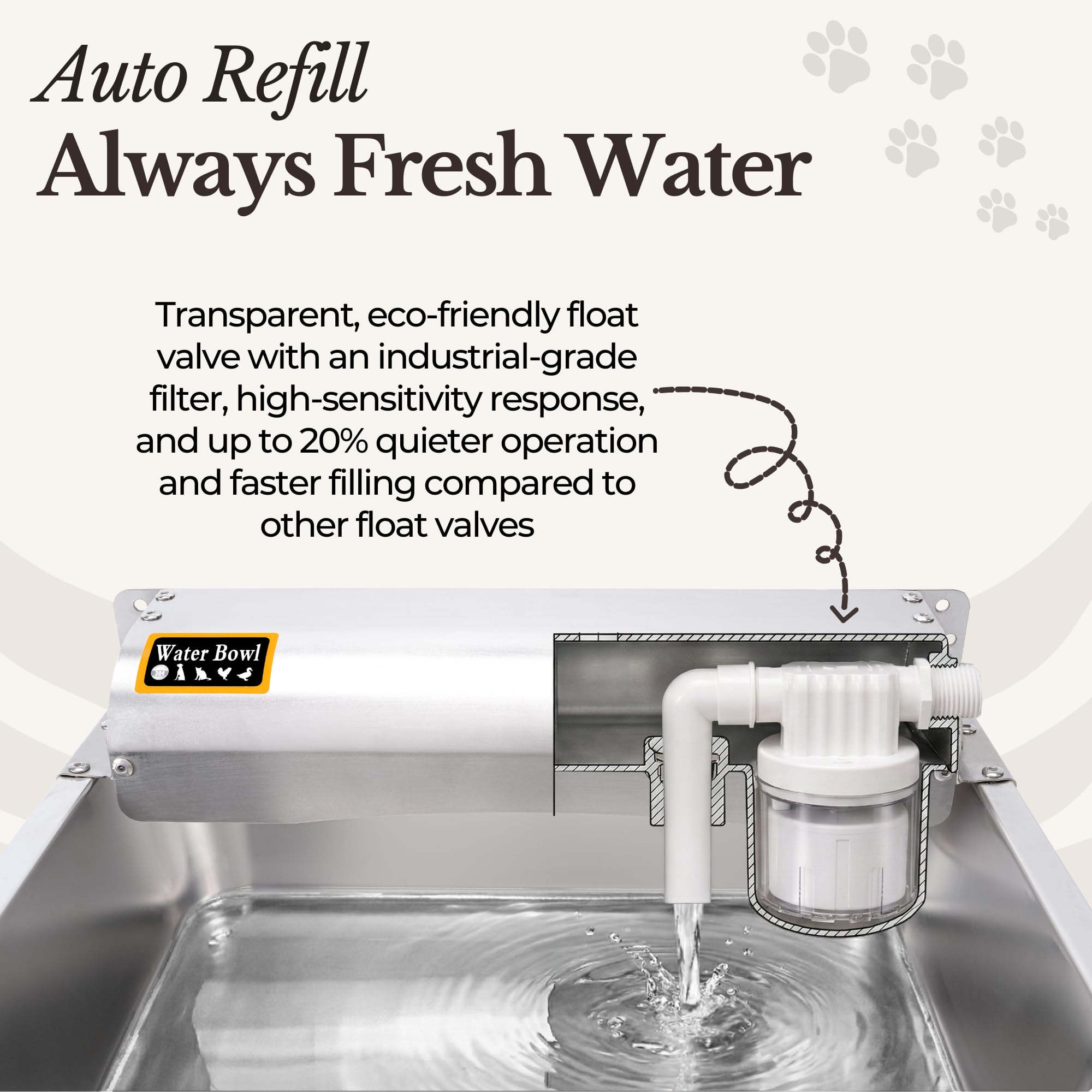 Dispensador automático de agua para mascotas, cuenco de agua de llenado automático de acero inoxidable 304 para perros, aves de corral y ganado, control de nivel de agua flotante, compatible con