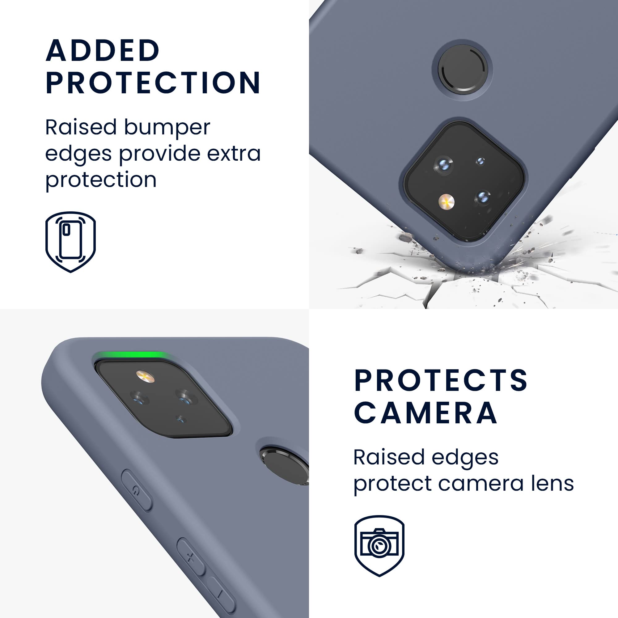 Kwmobile Case Compatible With Google Pixel 4a 5G Case - Soft Slim TPU Silicone Phone Cover - Blue-Grey - View #2