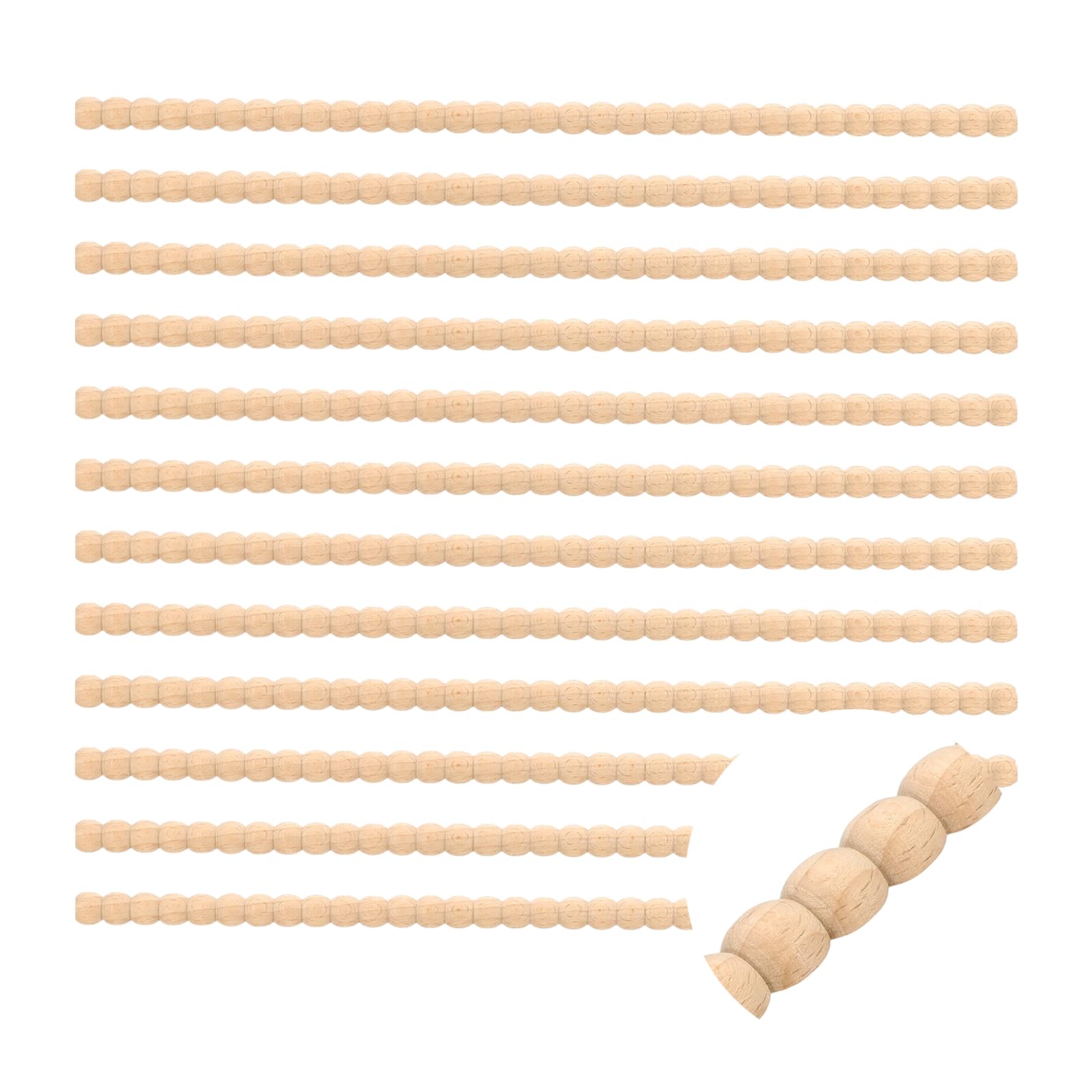 sourcing map 12Pcs 15.75" Decorative Wood Trim, Unfinished 3D Wooden Furniture Molding Trim for DIY Craft, Home Wall Cabinet Shelf Window Door (Half-Round Pearl, 14mm)
