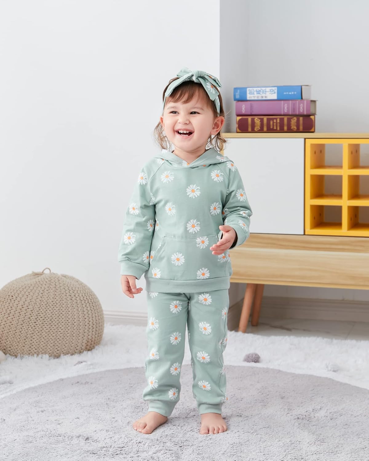 WESIDOM Toddler Girl Clothes Outfits Long Sleeve Hoodie Sweatshirt Pants Headband Toddler Girl Clothing Set - Image 2