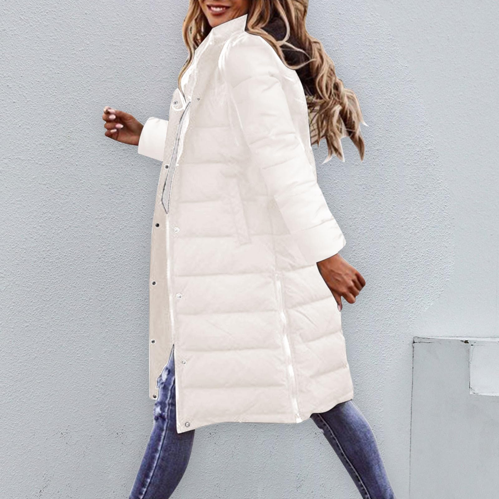 Nidddiv Abrigo acolchado ligero para mujer, chaqueta de entretiempo con capucha, parka cálida, impermeable, cortavientos, chaqueta de invierno, chaqueta de softshell gruesa, tallas grandes, chaqueta