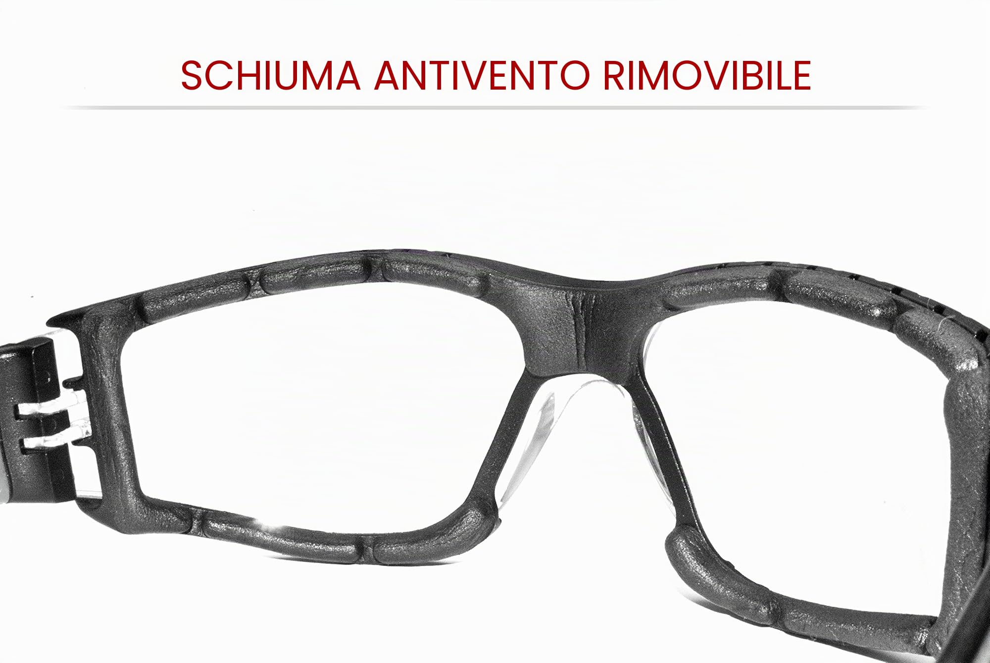 Bertoni Occhiali da Moto Antivento Avvolgenti con Lente Infrangibile Antiappannante - Spugna Antivento Removibile - AF149