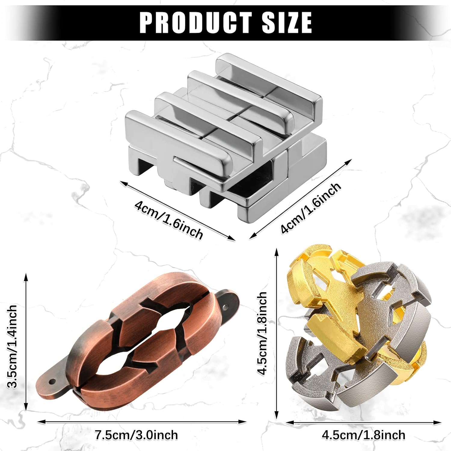 Skylety Brain Teaser Metal Puzzle Toys 3D Unfasten Interlocking Puzzle for Adults Teens Gifts(Stylish)