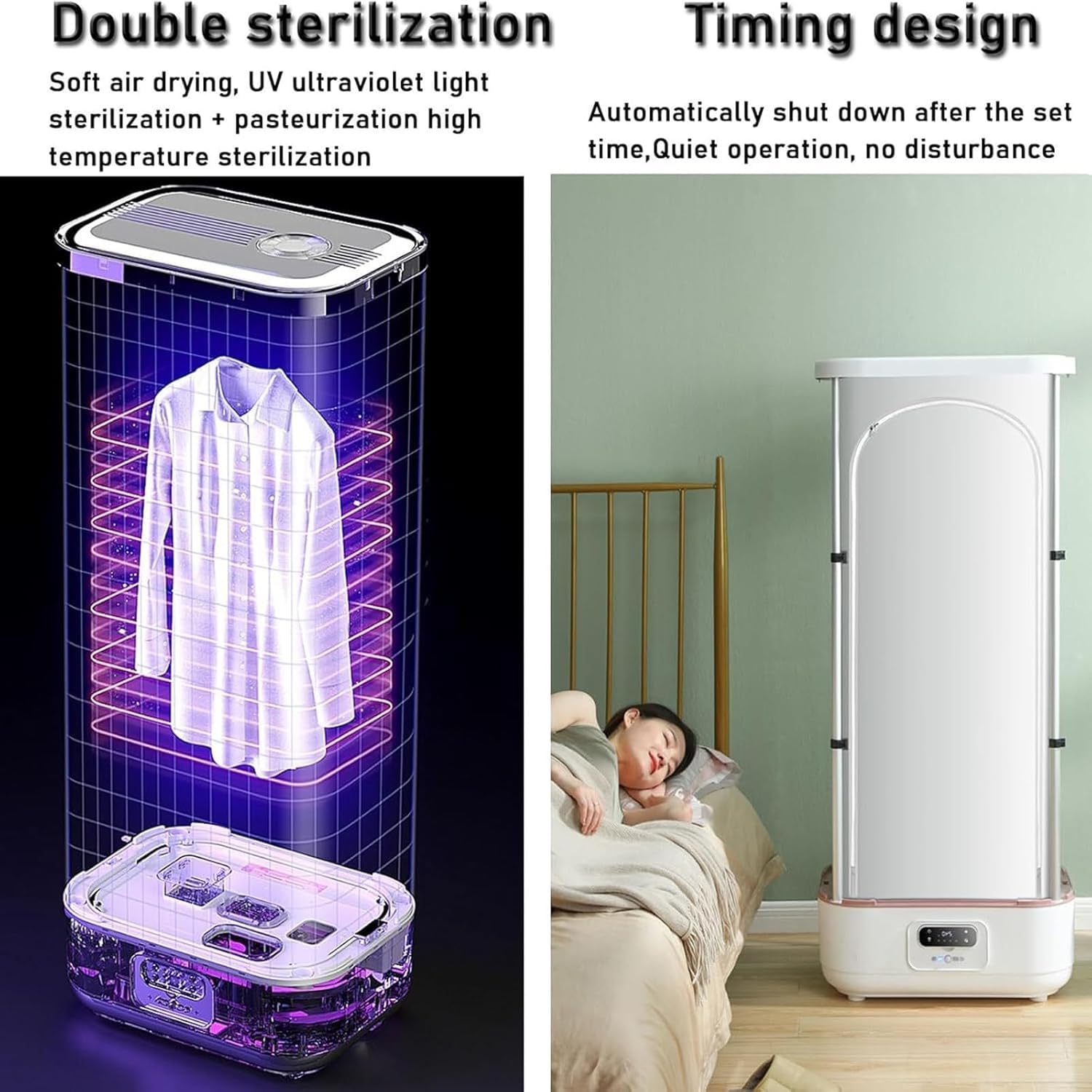 Generisch Automatisches Dampfbügelgerät mit 900 W Leistung und Wäschetrockner, faltbar, Fernbedienung, integriertem Aromatherapie-Behälter und intelligentem Glätttimer