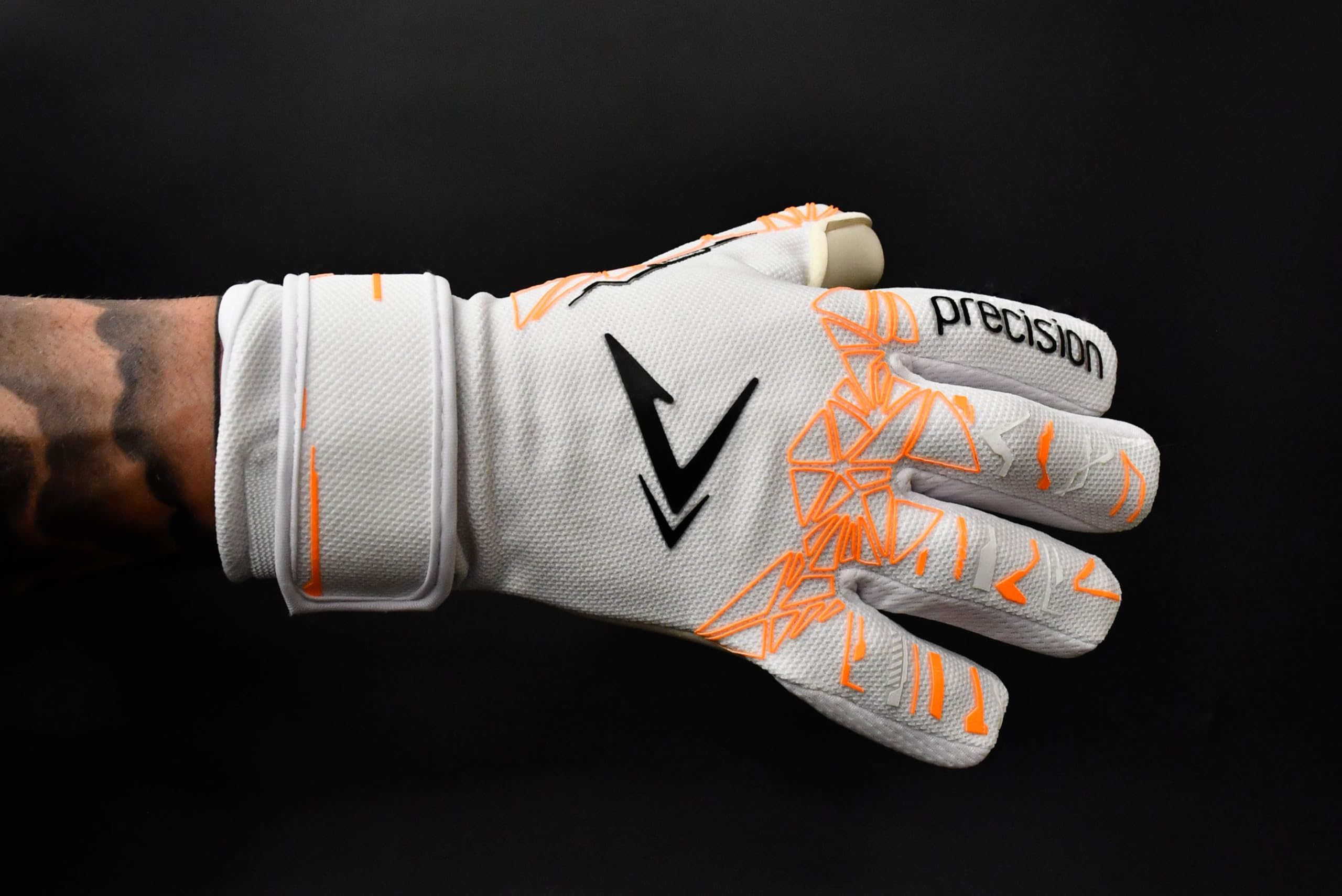 Precision Fusion X Pro Lite Giga profesjonalne rękawice bramkarskie do piłki nożnej, dla wszystkich grup wiekowych, biało-pomarańczowe