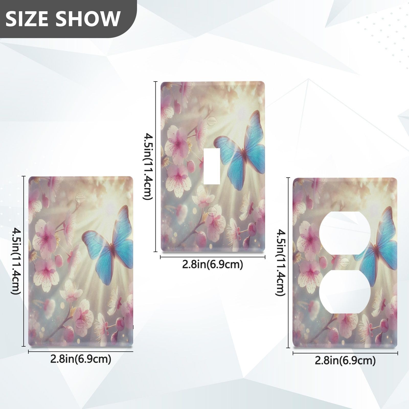 Butterfly Cherry Blossom Light Switch Cover Decorative Receptacle Outlet Wall Plate Guard Plastic Outlet Covers for Home Decor Room Bedroom Bathroom (Toggle Switch)