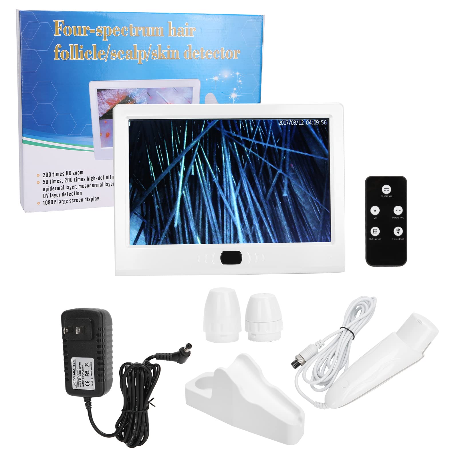 skin analyzerScalp Detector,12Inch Skin Scalp Detector Multifunctional Rechargeable Hair Follicle Skin Analyser Machine 110240V(US plug) Skin Analyzer