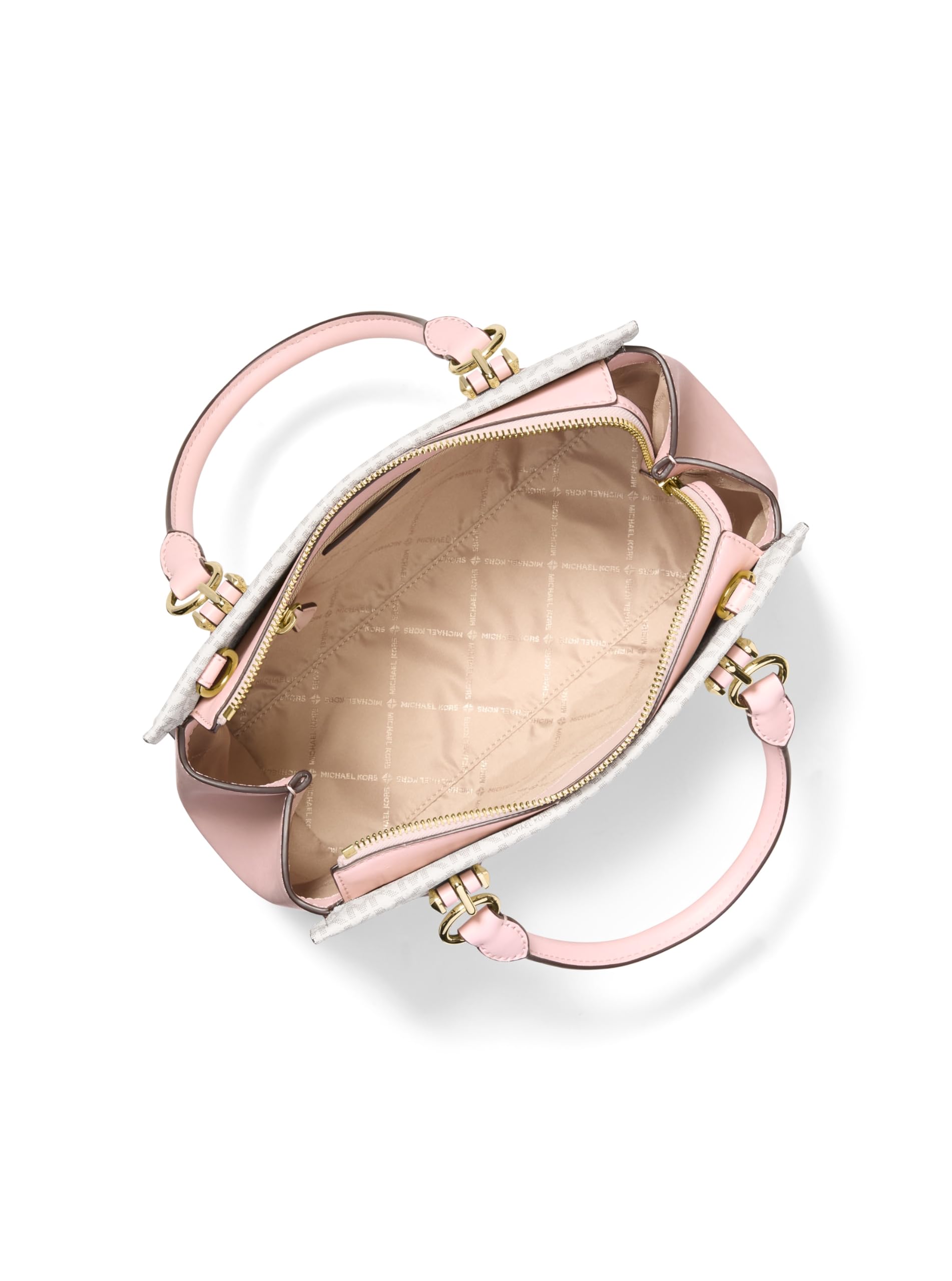Michael Kors Marilyn Medium Satchel, goldfarbene Hardware/MK Signature/Powder Blush Multi