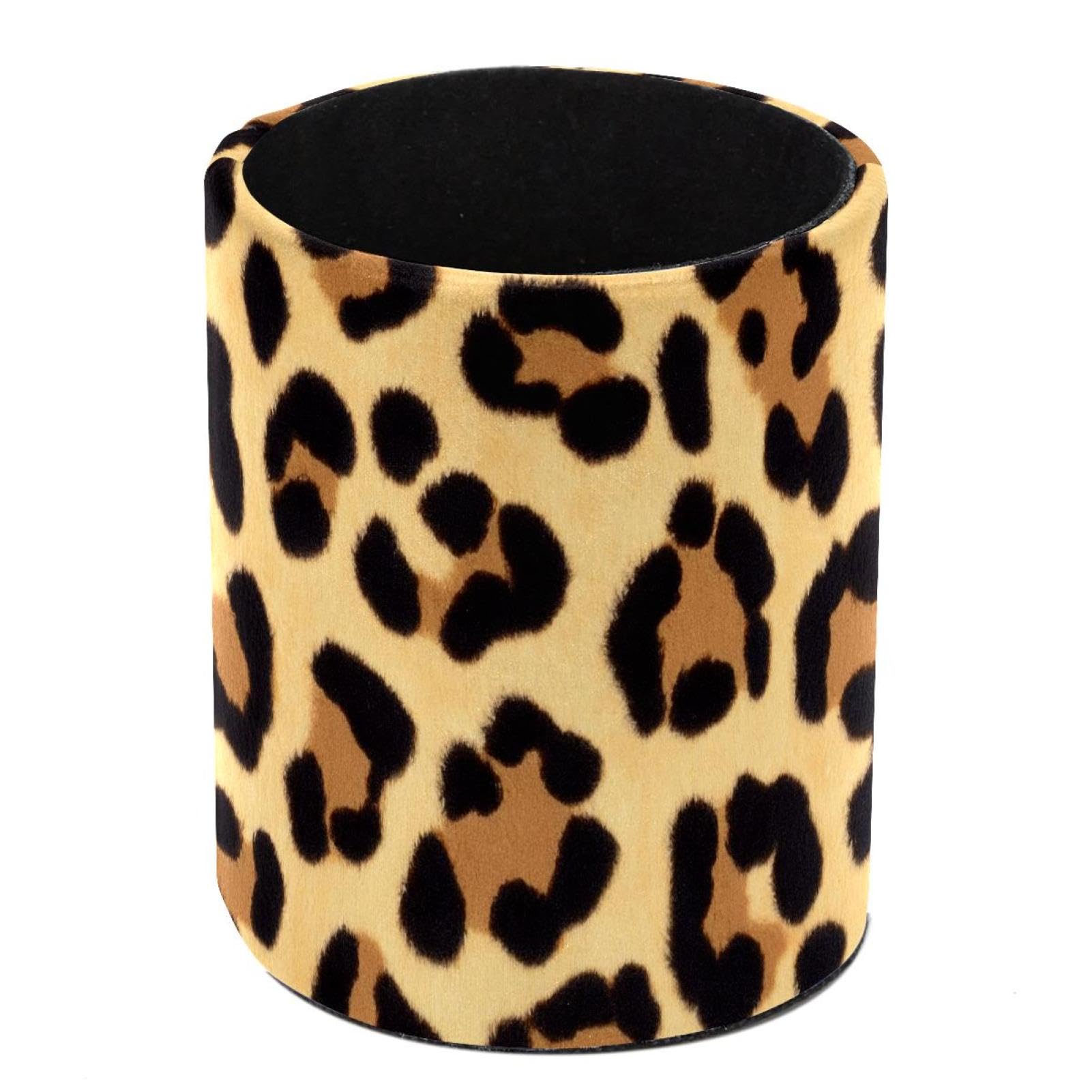 HEOEH Leopard Pattern Pen Holder for Desk, PU Leather Pencil Holder Pen Cup Marker Holder Makeup Brush Holders, Desk Accessories & Workspace Organizers for Home, Office