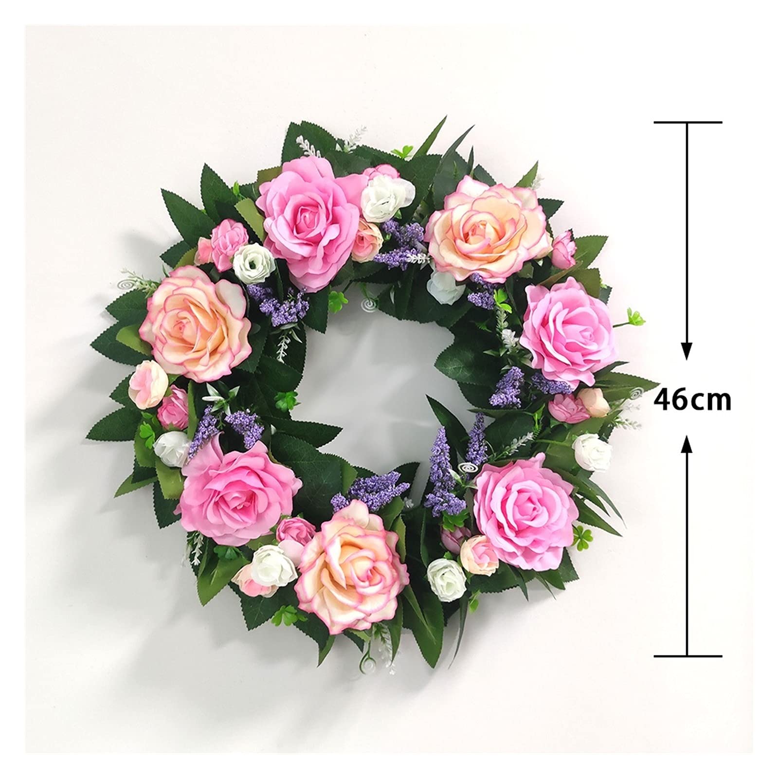 Couronne de Bienvenue 20 Style Fleur Artificielle Guirlande Simulation Guirlande Porte Coureur Ronde Couronne de Mariage Couronne d'eucalyptus Artificielle (Size : Large)