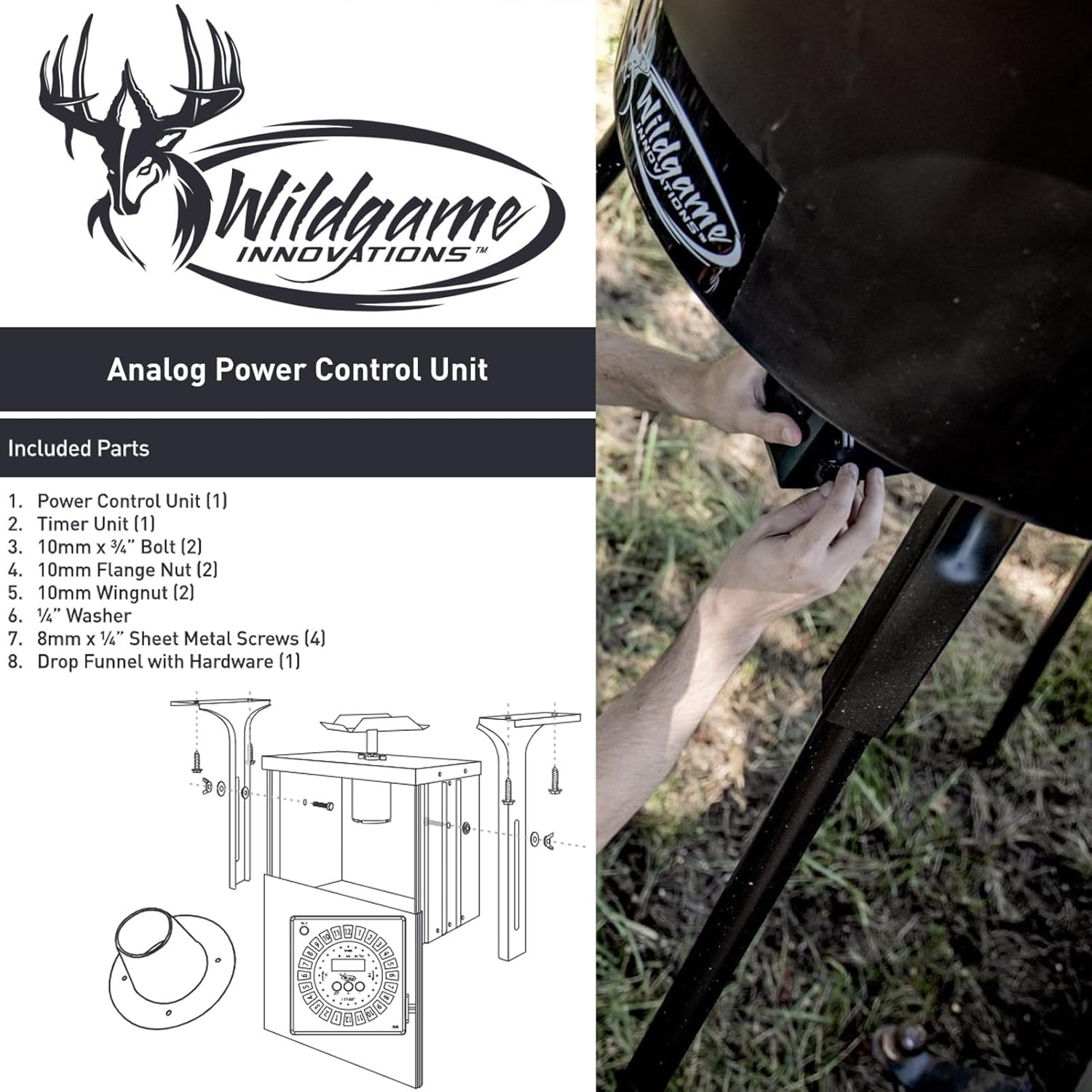 Diagram showing assembly of the power control unit and timer