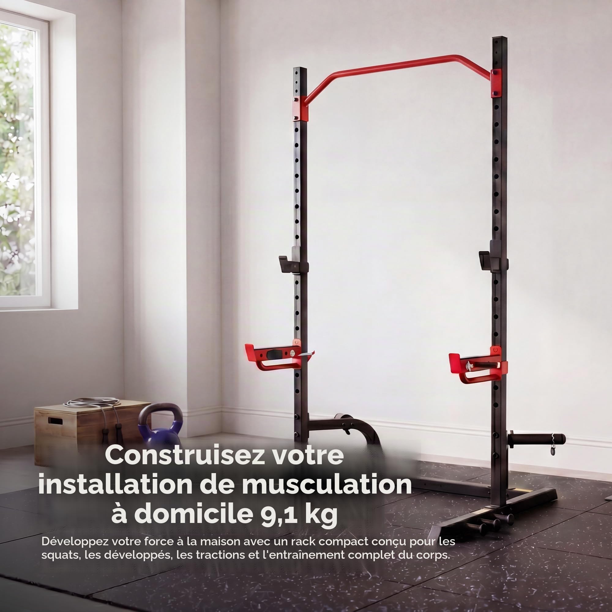 Sunny Health & Fitness Banc de presse vertical multifonctionnel réglable pour squat, presse d'épaule, développé couché incliné, rangées d'haltères, boucles de biceps, soulevés de terre