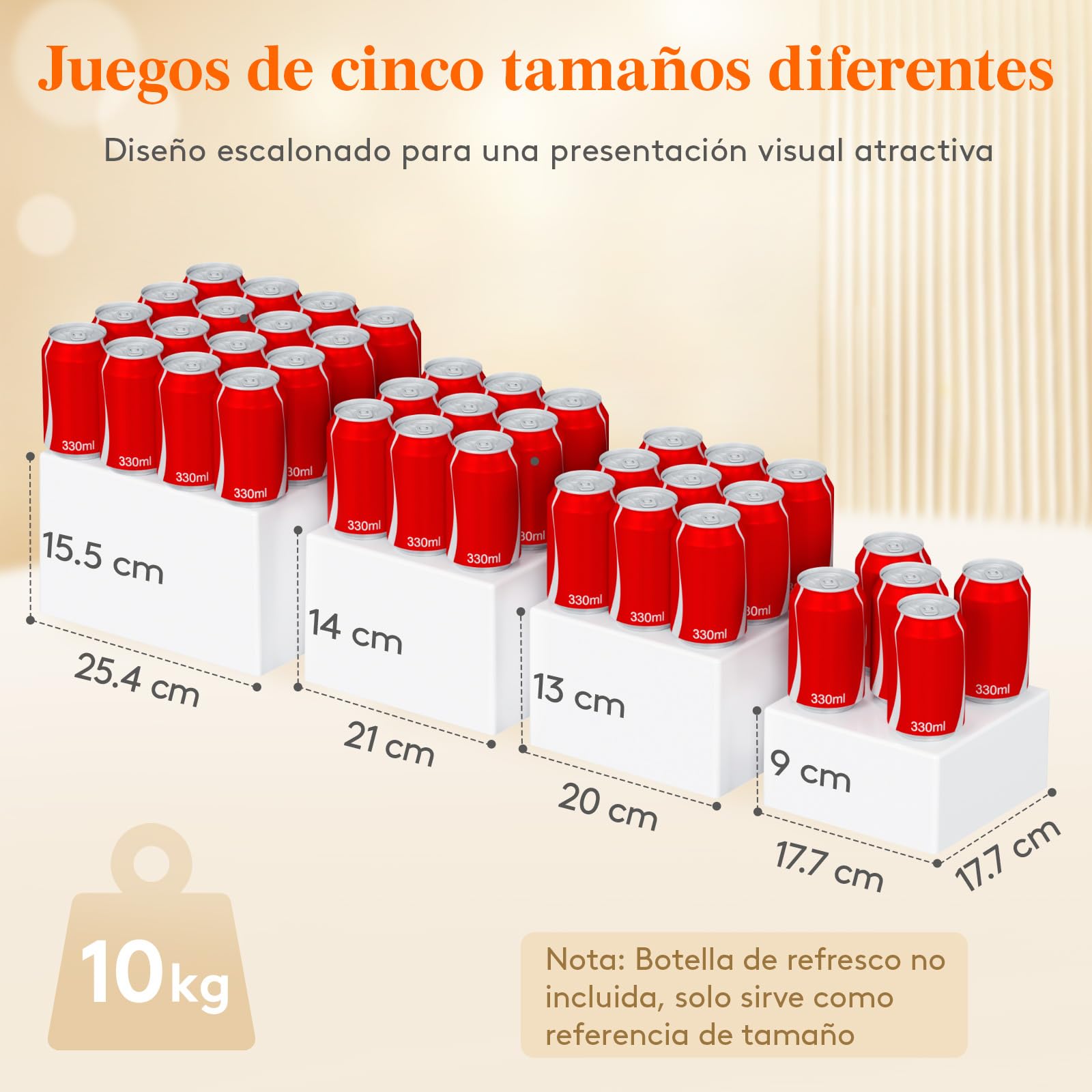 Lifewit Espositore da Buffet per Aperitivo, Supporti in Plastica per Torte, Dessert, Oggetti da Collezione, Gioielli, Supporto Cubico Annidabile, Bianco, Set di 6 (16/16/18/20/21/25 cm)