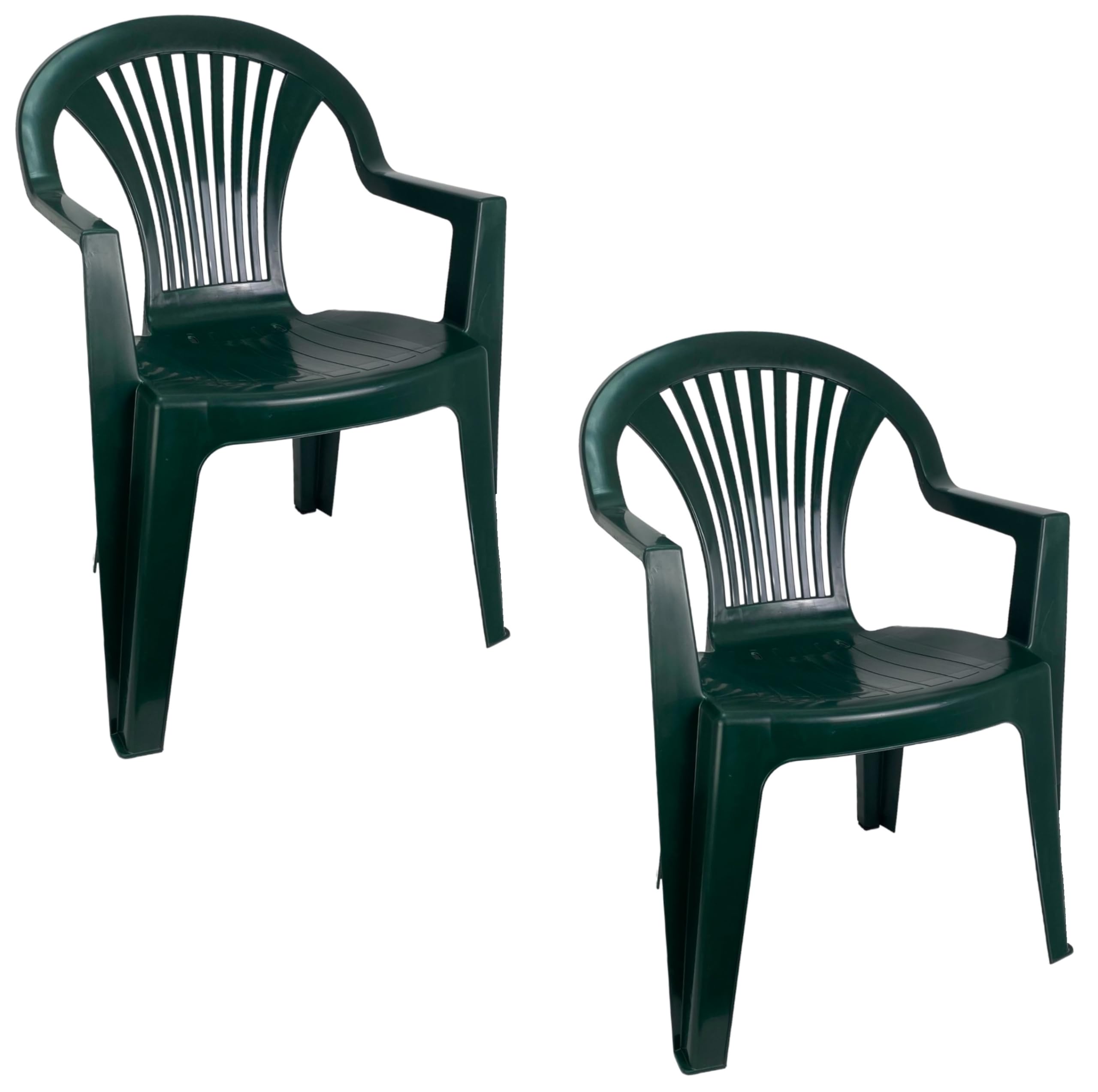Set de Sillas plasticas para Terraza, Jardín, Patio, Playa, Camping, apilables (2X Verde)