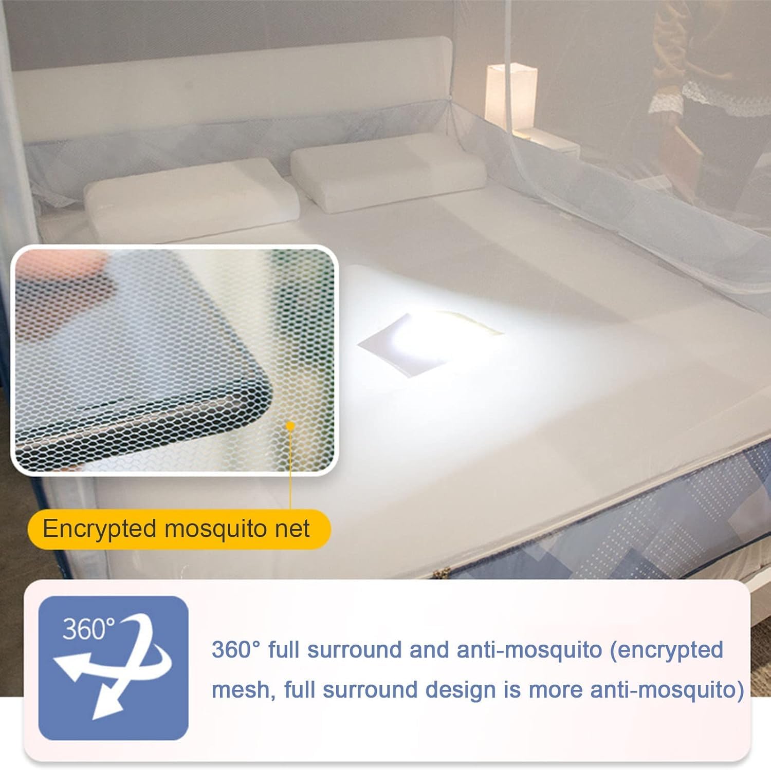 Mosquitera Plegable para Cama Individual/Doble, mosquitera portátil de Viaje de Doble Puerta con Parte Inferior de Red, fácil de Instalar, Tienda de campaña con mosquitera emergente para Uso