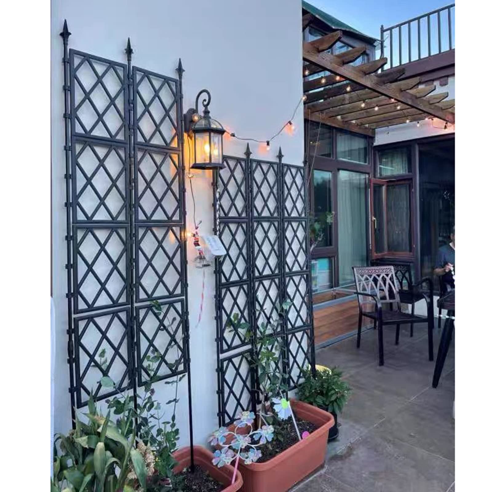 Ogród zewnętrzny metalowy płot do roślin pnących wsparcie dla roślin doniczkowych rura stalowa powlekana PE patio dekoracyjna dekoracja ścienna 57 x 220 cm idealna dla miłośników roślin i ogrodników