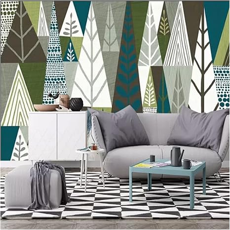 Amazon 粘着性の取り外し可能な壁紙 手描きの抽象的な森の子供部屋 壁紙のはがしと貼り付け装飾的な壁紙家の装飾モダンなリビングルーム 壁紙