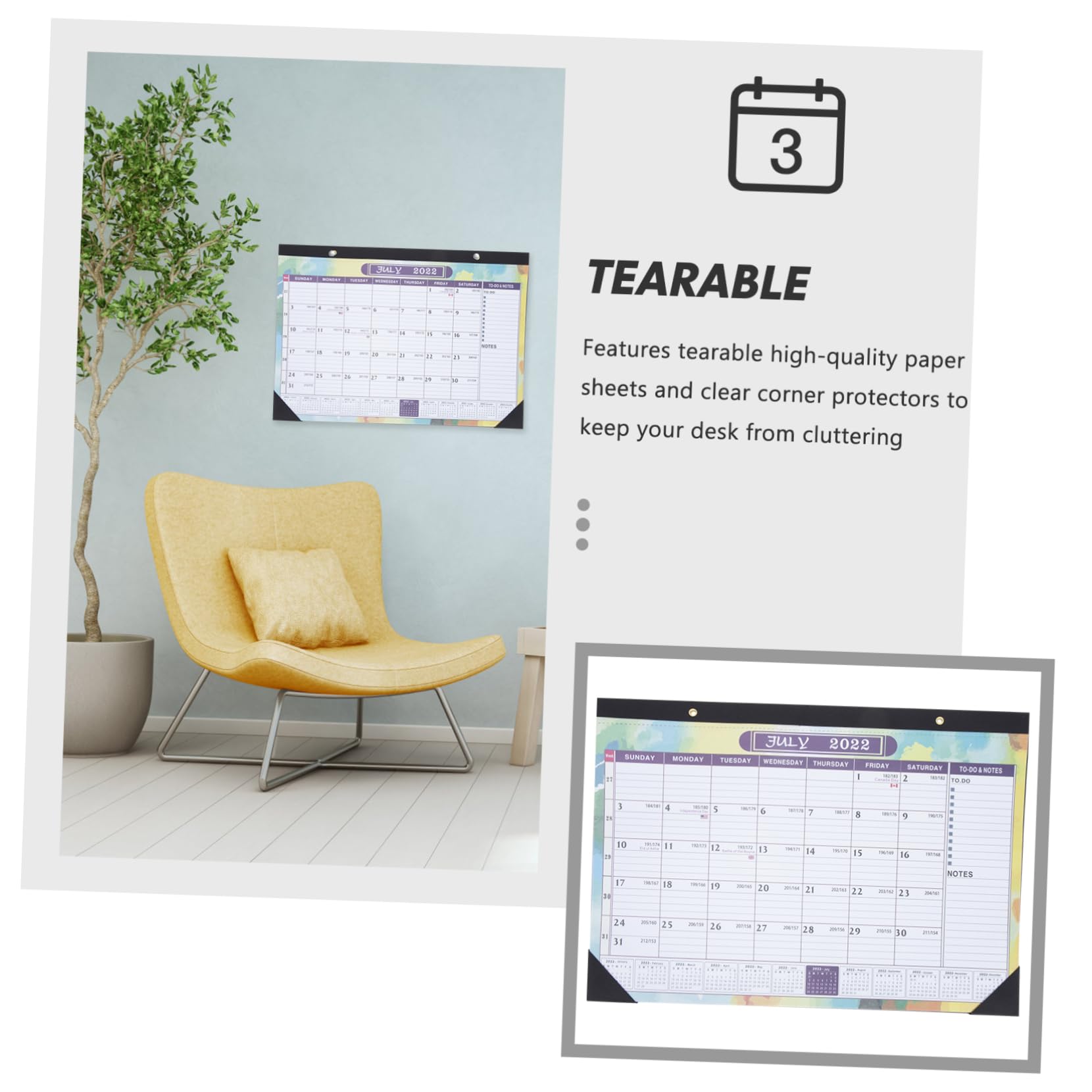 Angoily 3 Stück Wandkalender Englischer Wandhängender Monatskalender Leichtes Design Hochwertiges Papier Für Büro Zuhause Schule Alltag