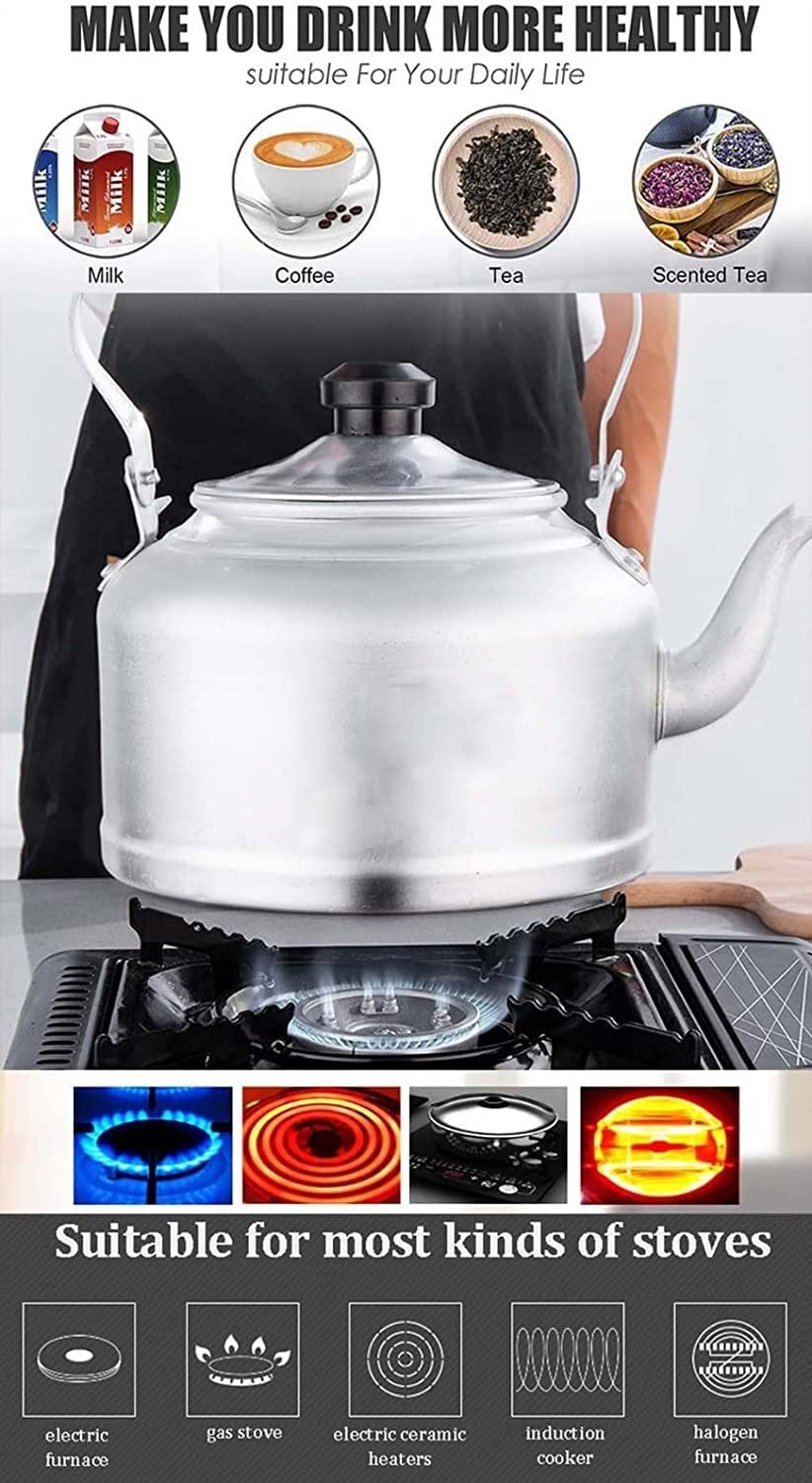 Czajnik z Gwizdkiem Zagęszczony Czajnik Aluminiowy Czajniczek Do Pieca Węglowego Kuchenka Gazowa Długa Wylewka Bojler Na Wodę Czajnik Przeciw Poparzeniom Uchwyt Gwizdanie Czajnik Czajnik Kuchenek(2L)