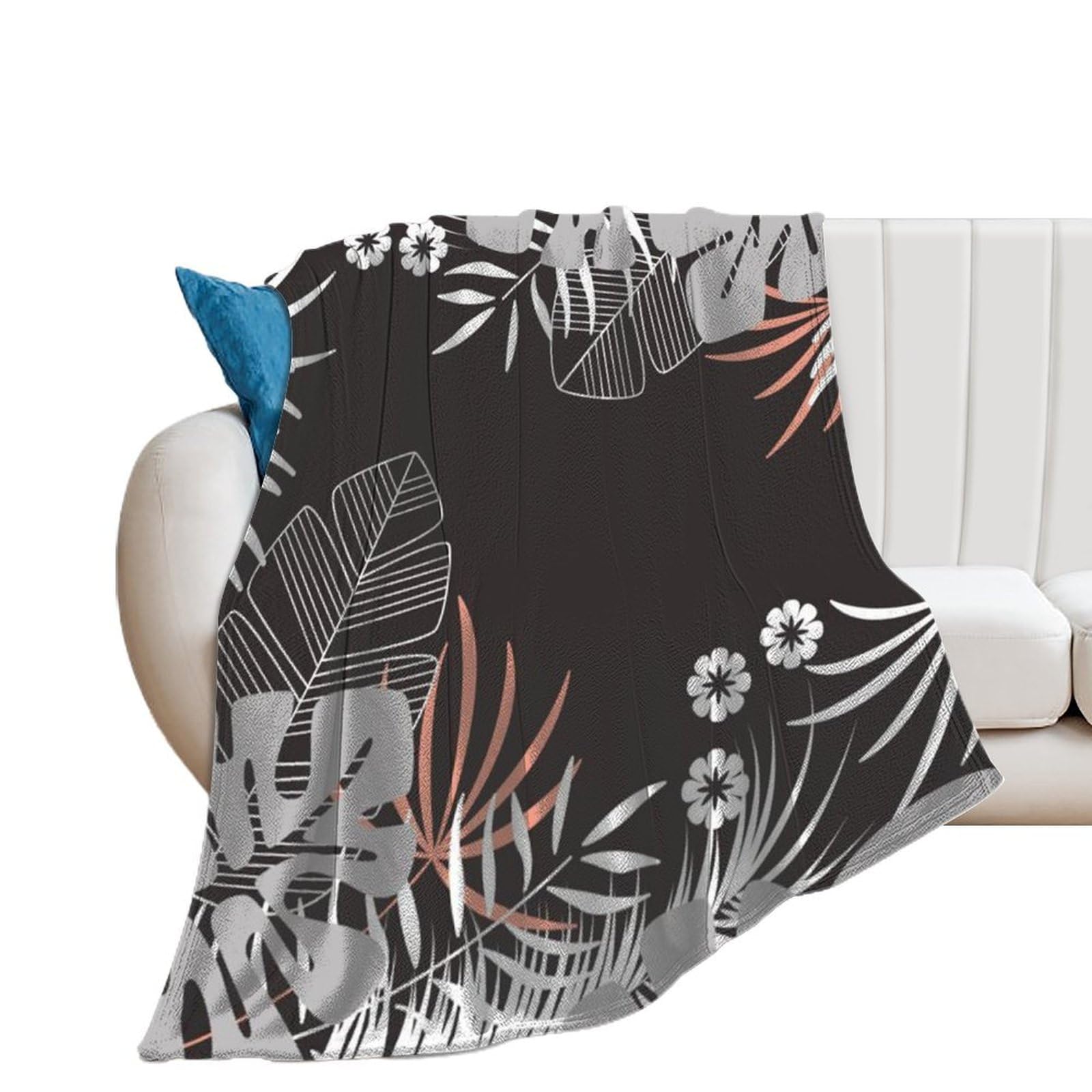 Couverture en flanelle pour bureau et canapé plaid feuilles hawaïennes