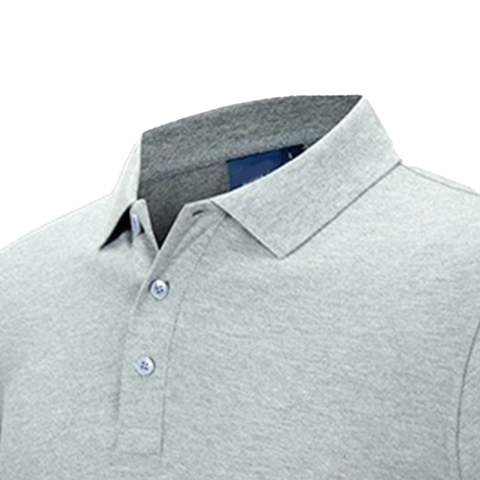 Men Paul Collar Short Sleeve Polo Shirt Simple Elegant Slim Fit Business T Shirts Summer Classic Comfy Pullover Top (Grey,Large)