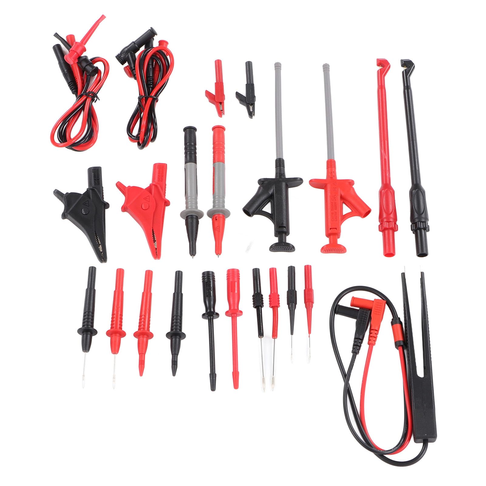 Kit de cables de prueba para multímetro, 25 uds., Clip de gancho de alambre de sonda de silicona suave para pruebas eléctricas digitales, uso en automóviles