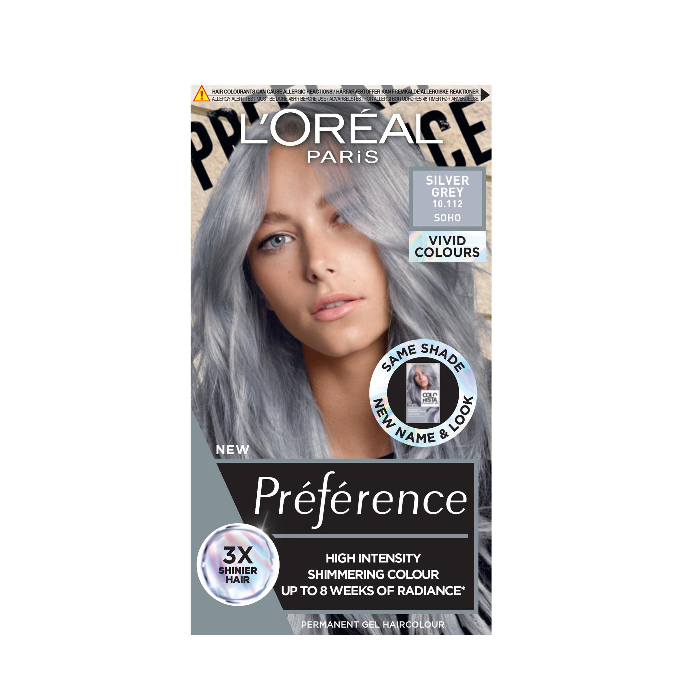2 x L'Oreal Preference Silver Grey Permanent Hair Dye 10.112 Vivids Colour Paris