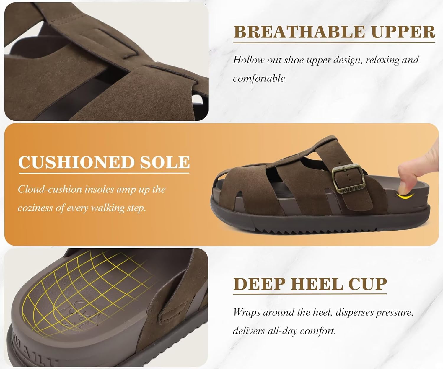 KuaiLu Womens Clog Sandals with Comfotable Arch Support Chic Platform Cushion Memory Foam Dressy Sandals Summer Travel Beach Walking Slide for 2026 Brown 10