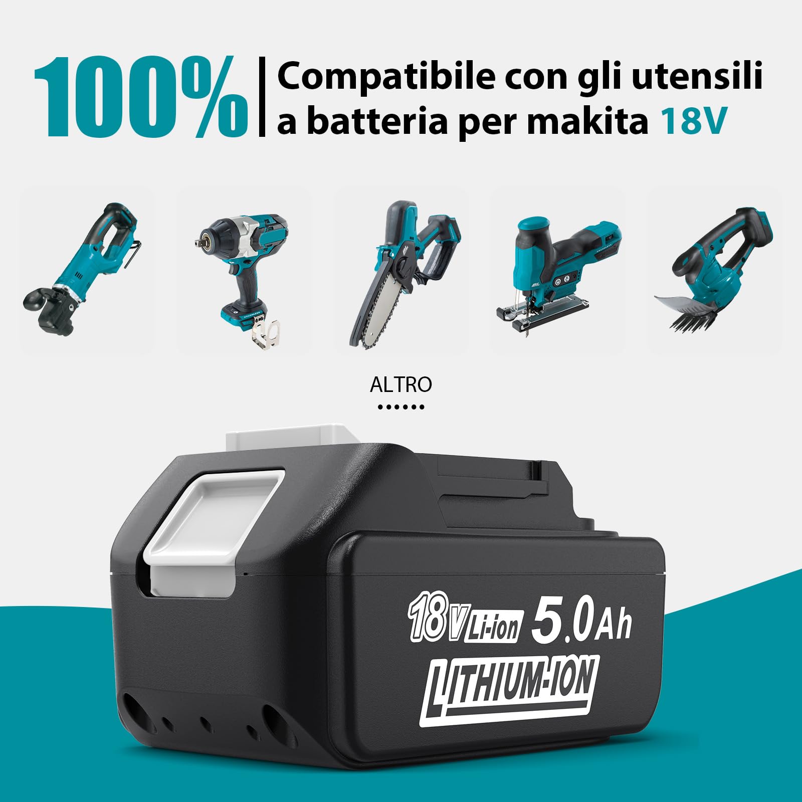 Batteria di ricambio per Makita 18V: 5000mAh batteria agli ioni di litio di ricambio compatibile con BL1850B BL1850 BL1860B BL1860 194205-3 LXT-400 (2 pezzi) | 2 batterie agli ioni di litio compatibili con BL1860B BL1860 BL1830 194205-3 LXT-400