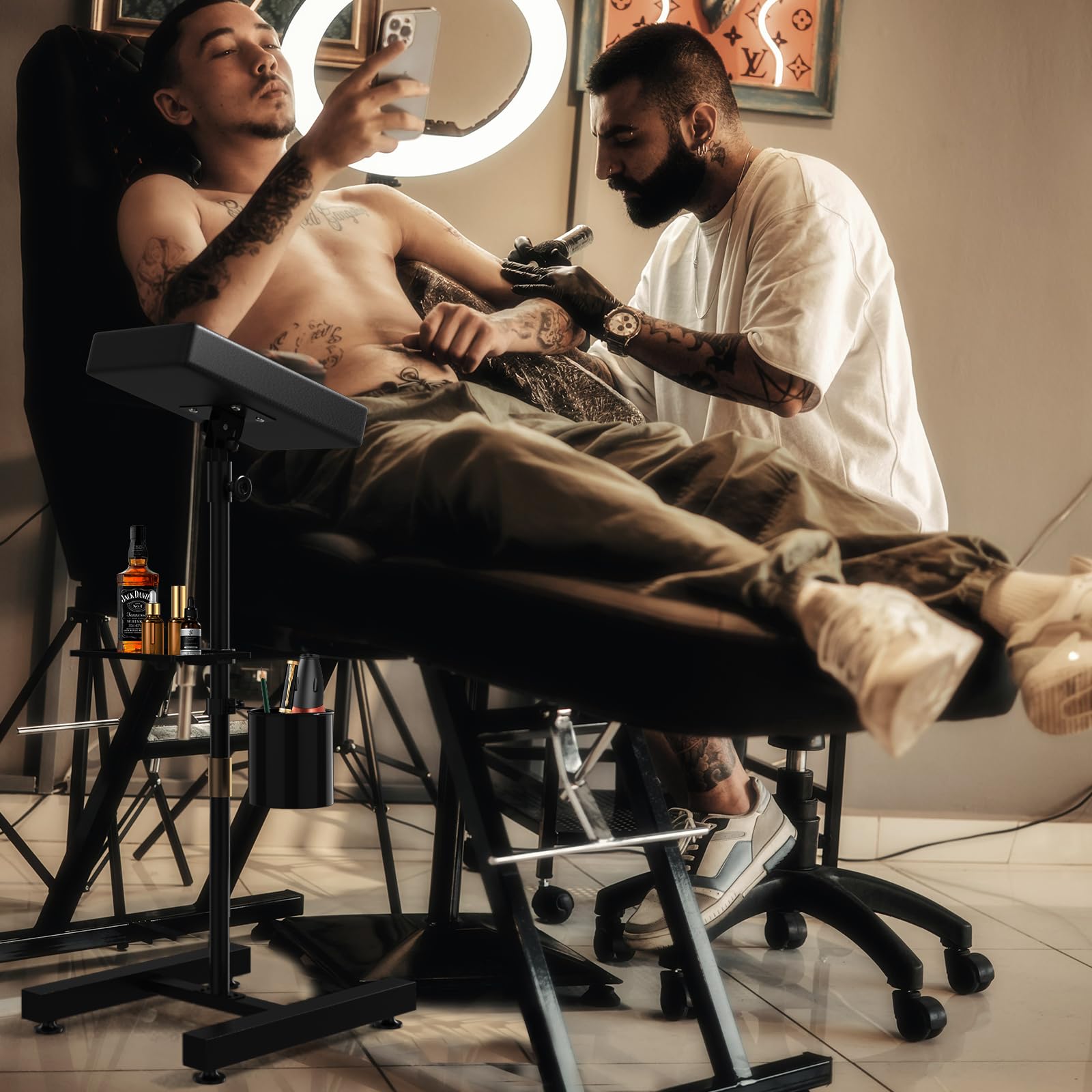 ZHOOGE Soporte para reposabrazos de tatuaje con base en H