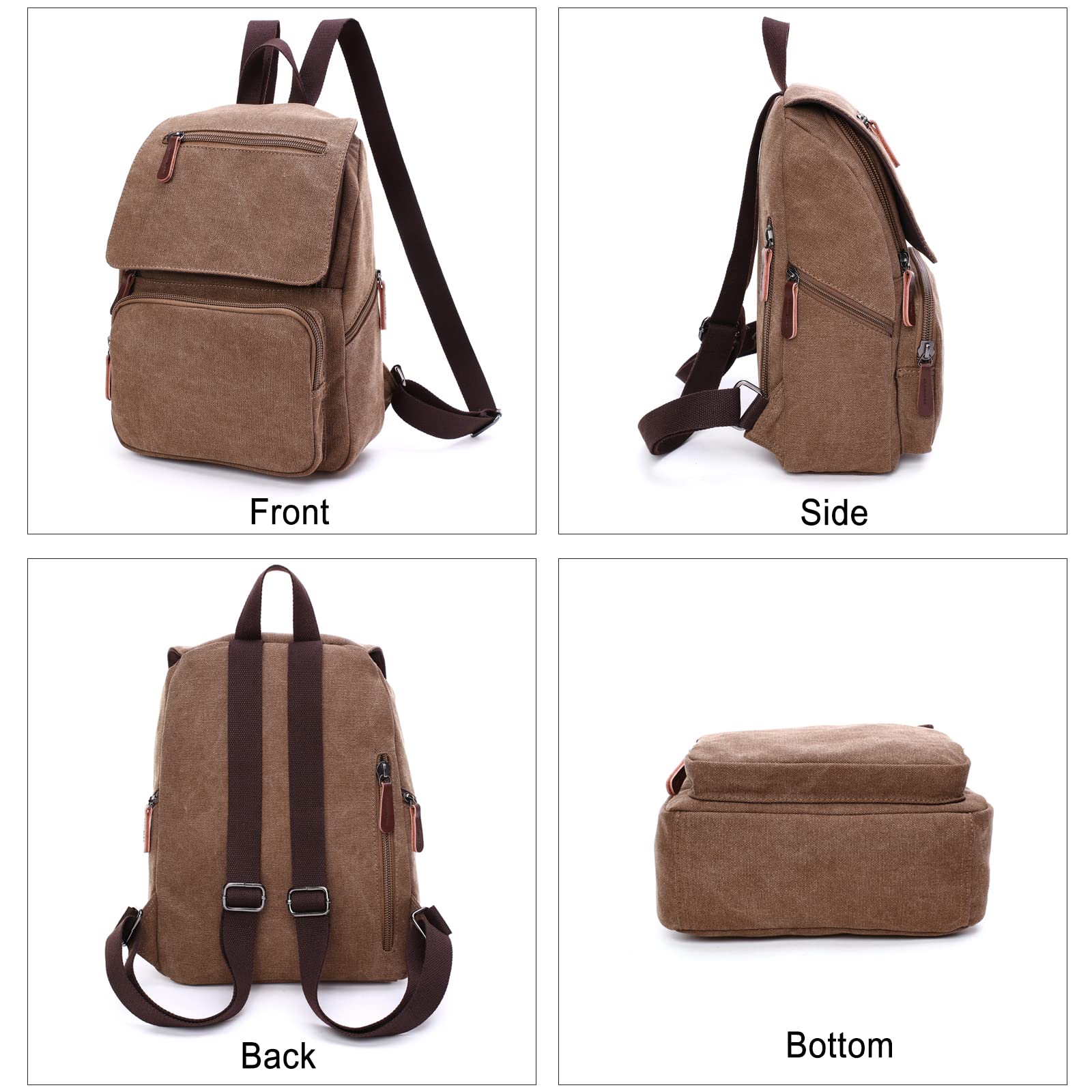 FANDARE Tela Zaino Unisex Zaino Porta PC Uomo Retrò Borsa Zainetto Donna Zaino Scuola Zainetto Zainetti Cartella Borsa da scuola Università All'aperto Viaggio porta PC 12.9 Pollici Zaino Nero